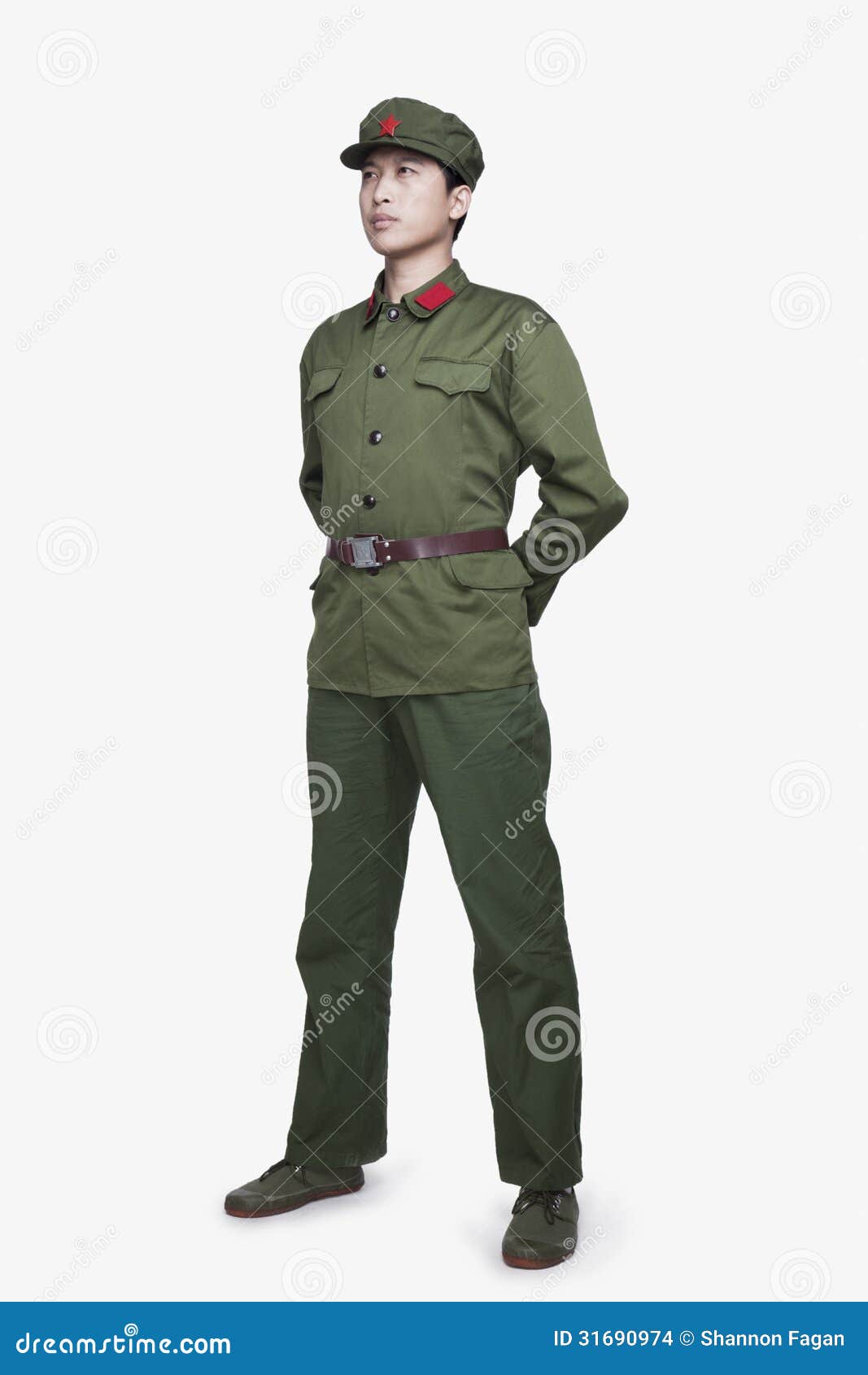 Chinese Soldier Standing with Arms Behind Back Stock Photo Image of