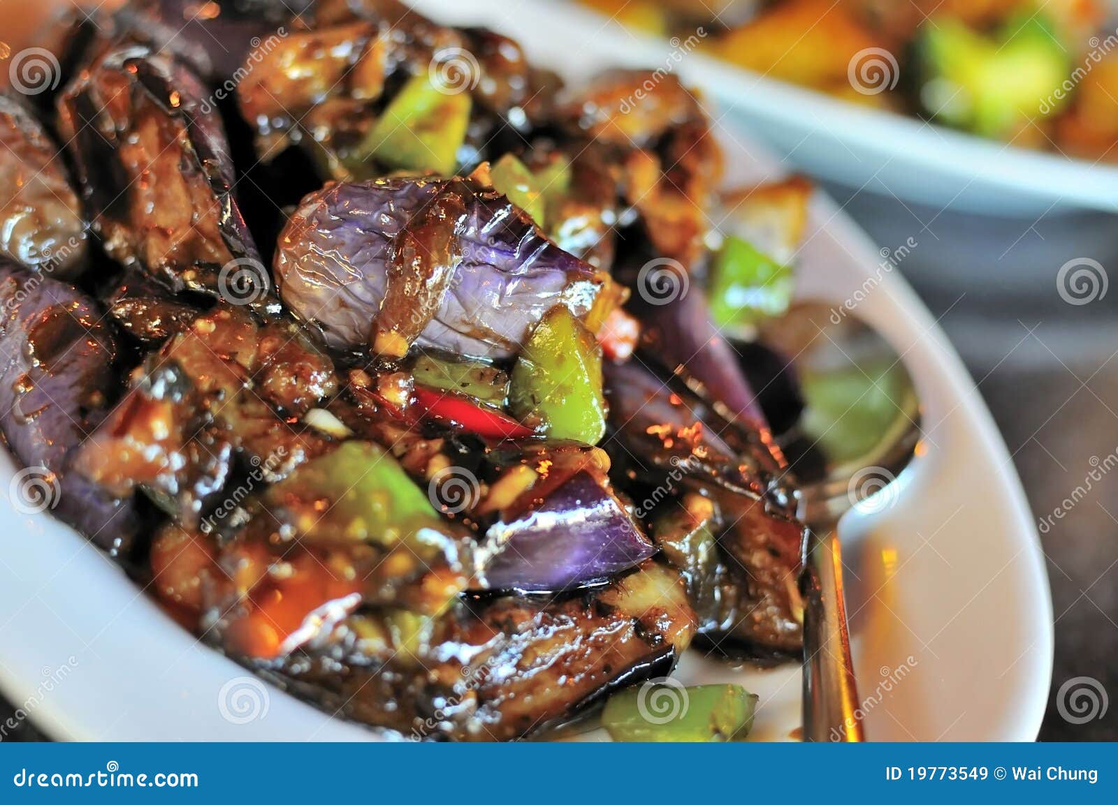 Chinese Spicy Eggplant Cuisine Stock Image Image of oriental, brinjal