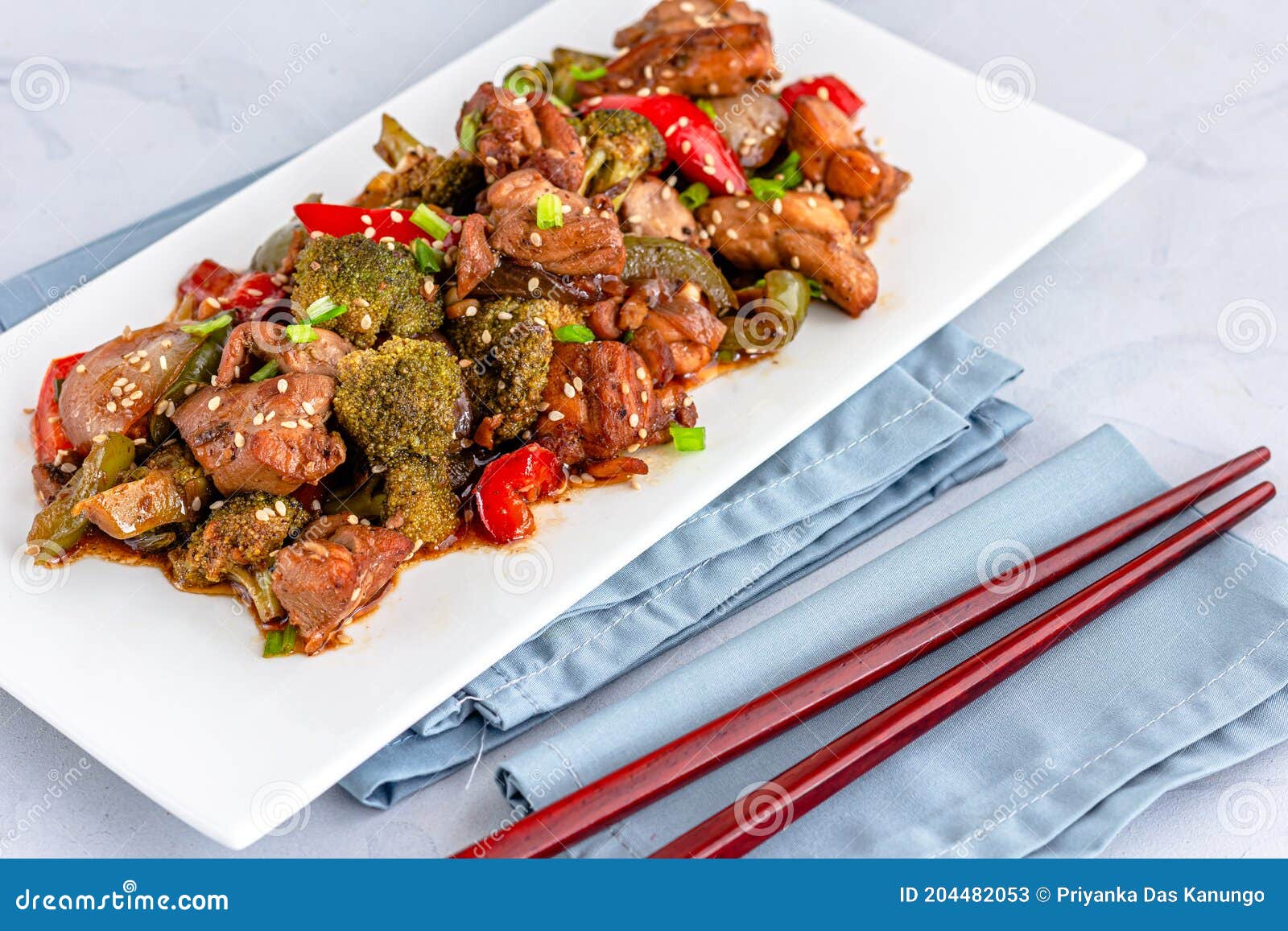 Chinese Stir-Fried Chicken and Vegetables Stock Image - Image of meat