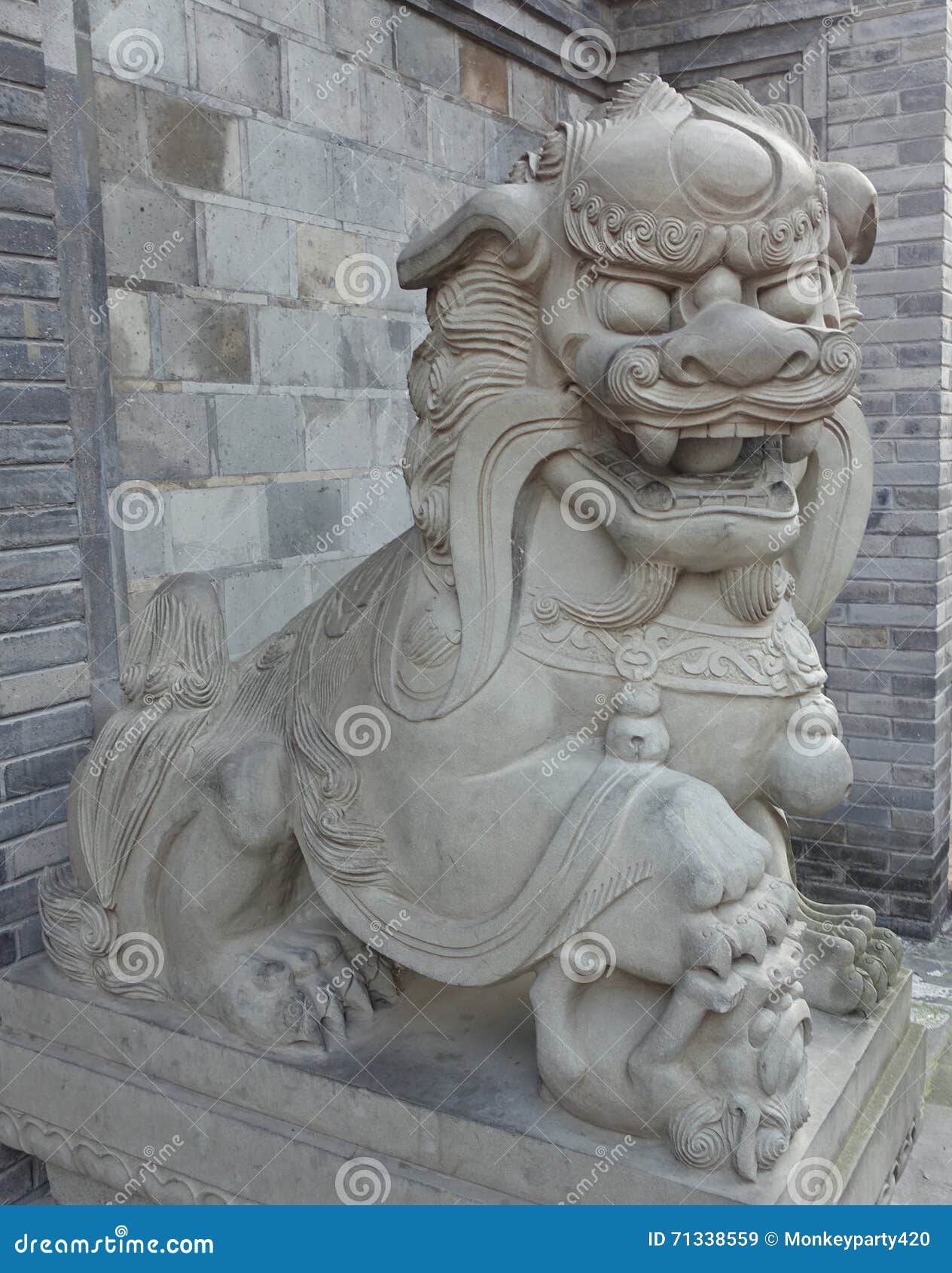 Chinese stone lion Statue stock image. Image of guardian 71338559