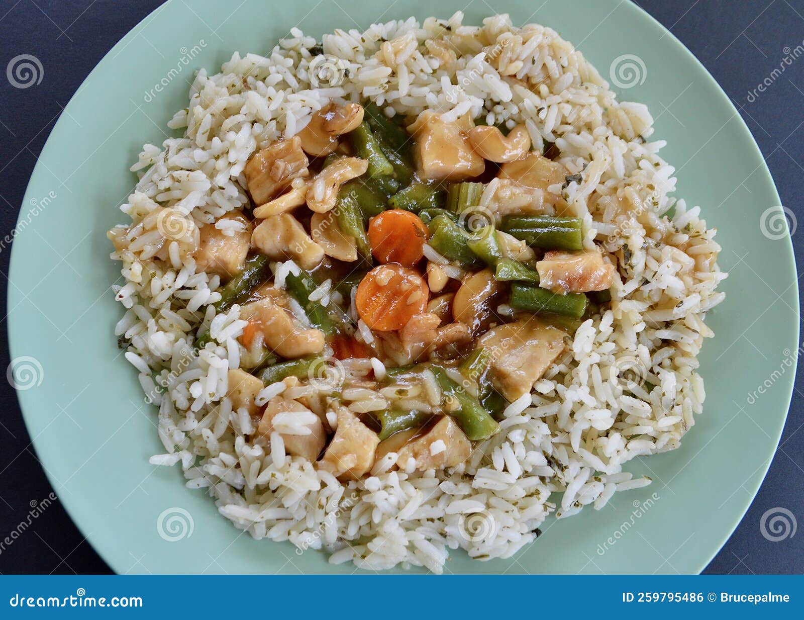 Chinese Chicken with Cashews and Rice Stock Photo Image of delicious