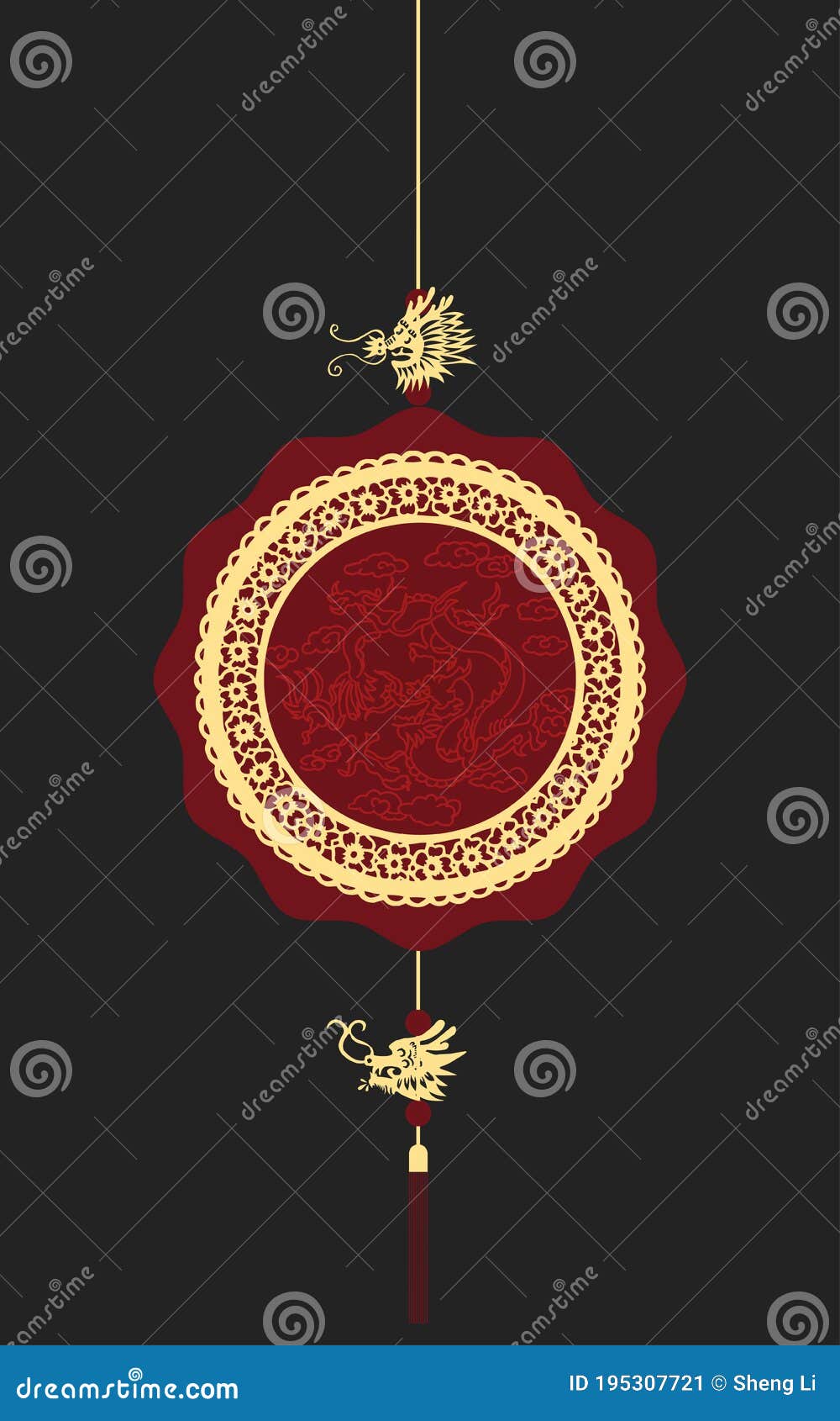 Chinese Style Pendant, Dragons Accessory Stock Vector Illustration of
