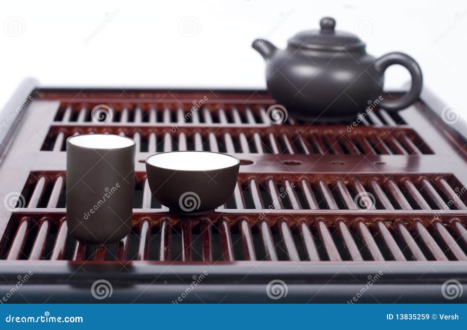 Chinese Tea Ceremony Table with Teapot and Two Cup Stock Image Image