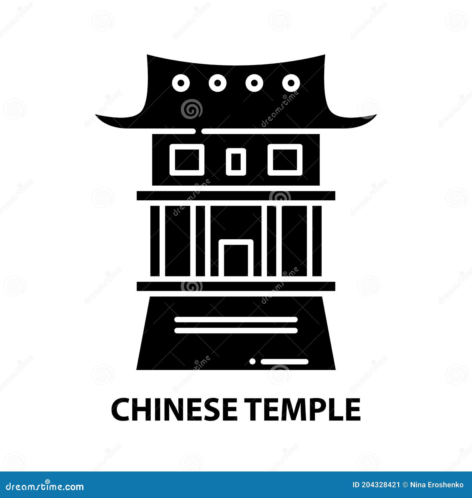 Chinese Temple Icon, Black Vector Sign with Editable Strokes, Concept ...