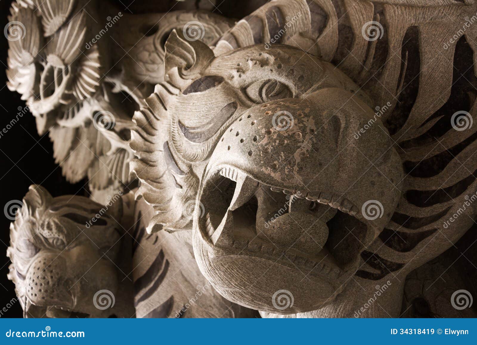 Chinese Temple Tiger Statue Stock Image Image of holy, closeup 34318419
