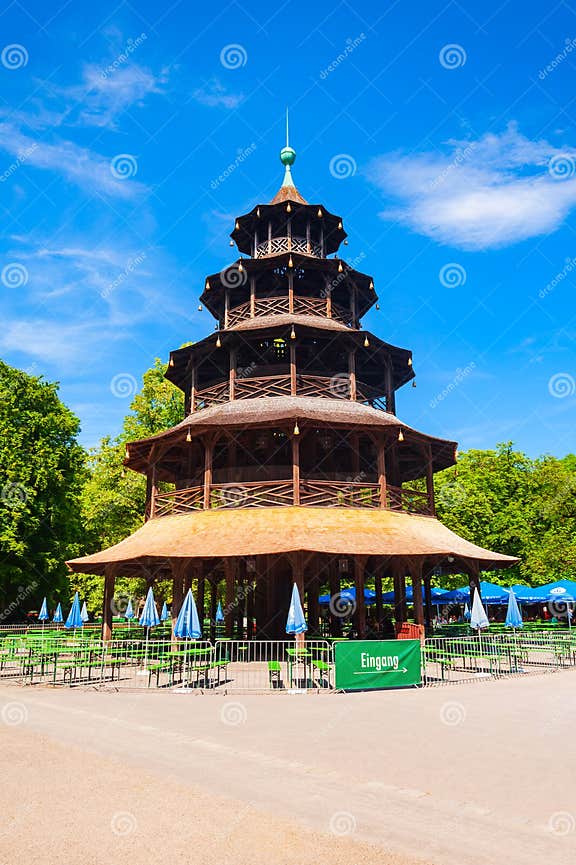 Chinese Tower in English Garden, Munich Editorial Stock Photo Image