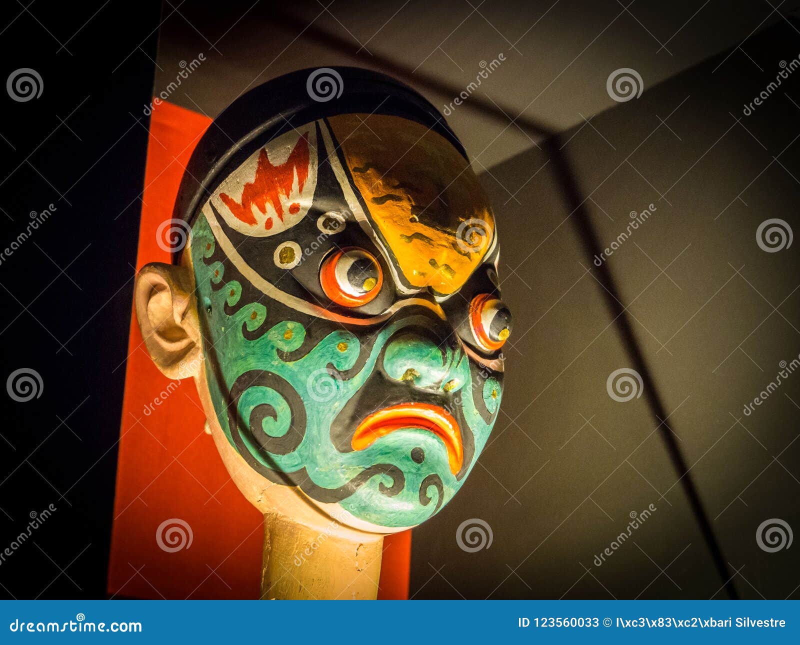 Chinese Traditional Opera Man Blue Mask Head Editorial Stock Photo