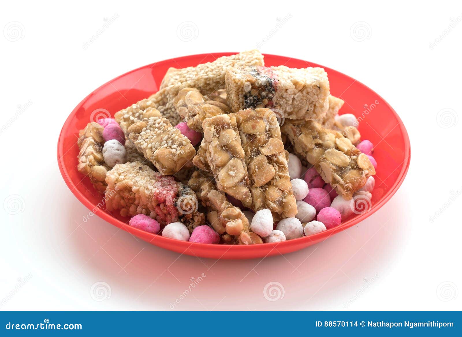 Chinese Traditional Snack Peanuts and Sesame Candy Bars Stock Photo