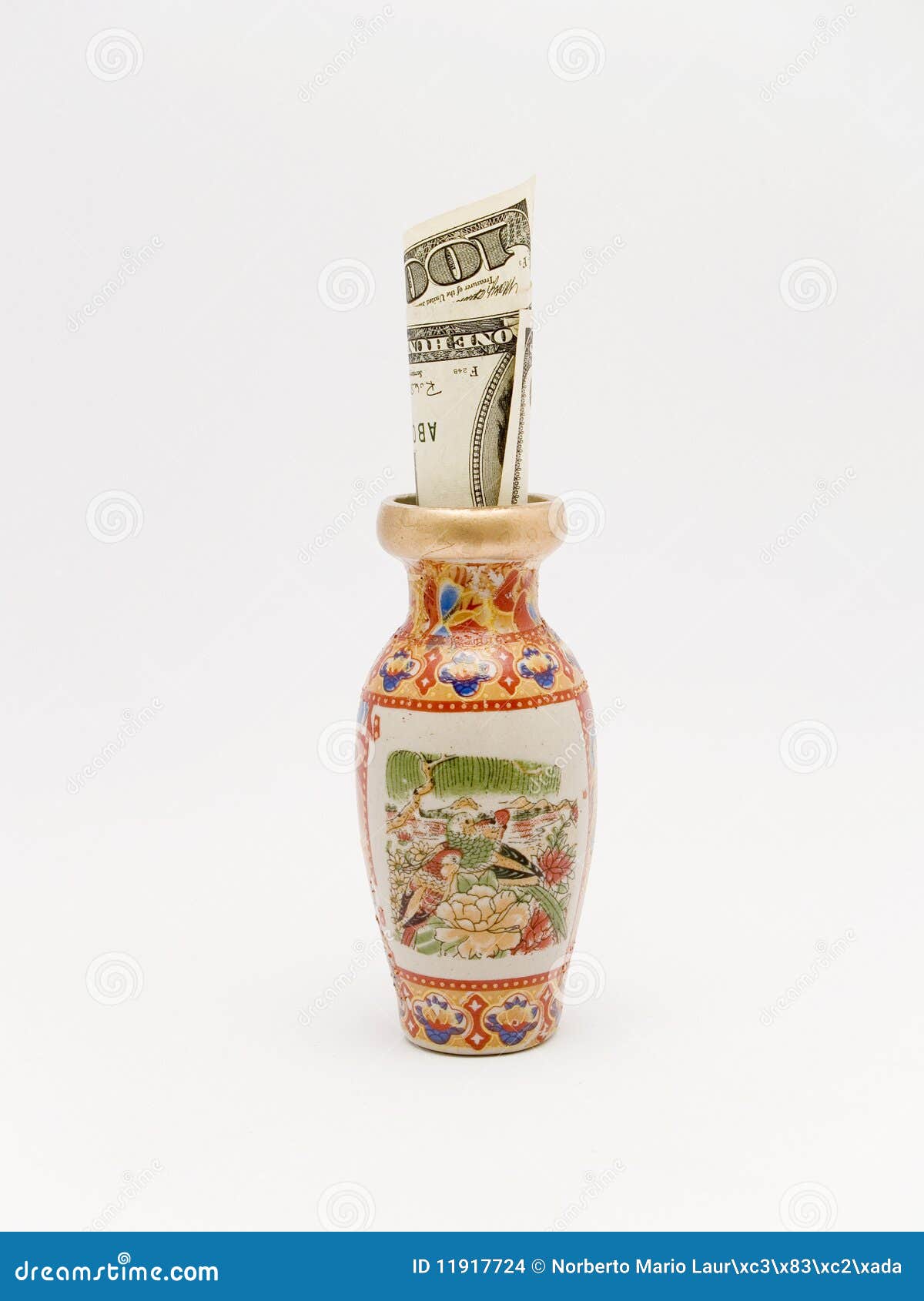 Chinese vase and dollars stock photo. Image of vase, isolated 11917724