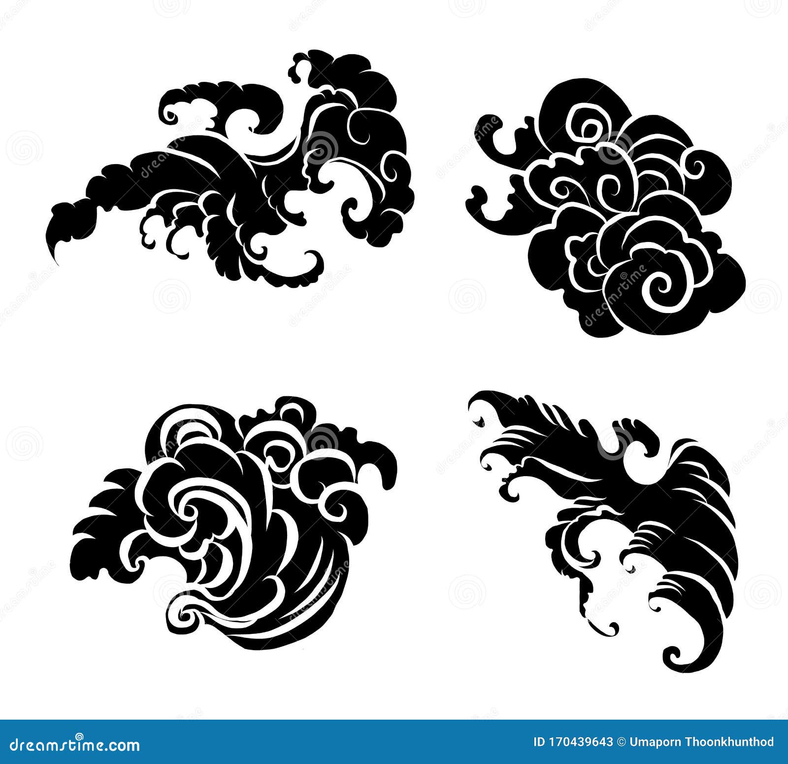 Cloud Background Tattoo Japanese Wave Tattoo Design Chinese Cloud Arm Stock  Illustration by nipatsara 301615544