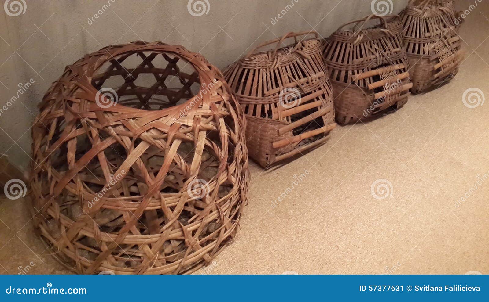 Chinese Wicker Fishing Baskets Stock Image - Image of chinese