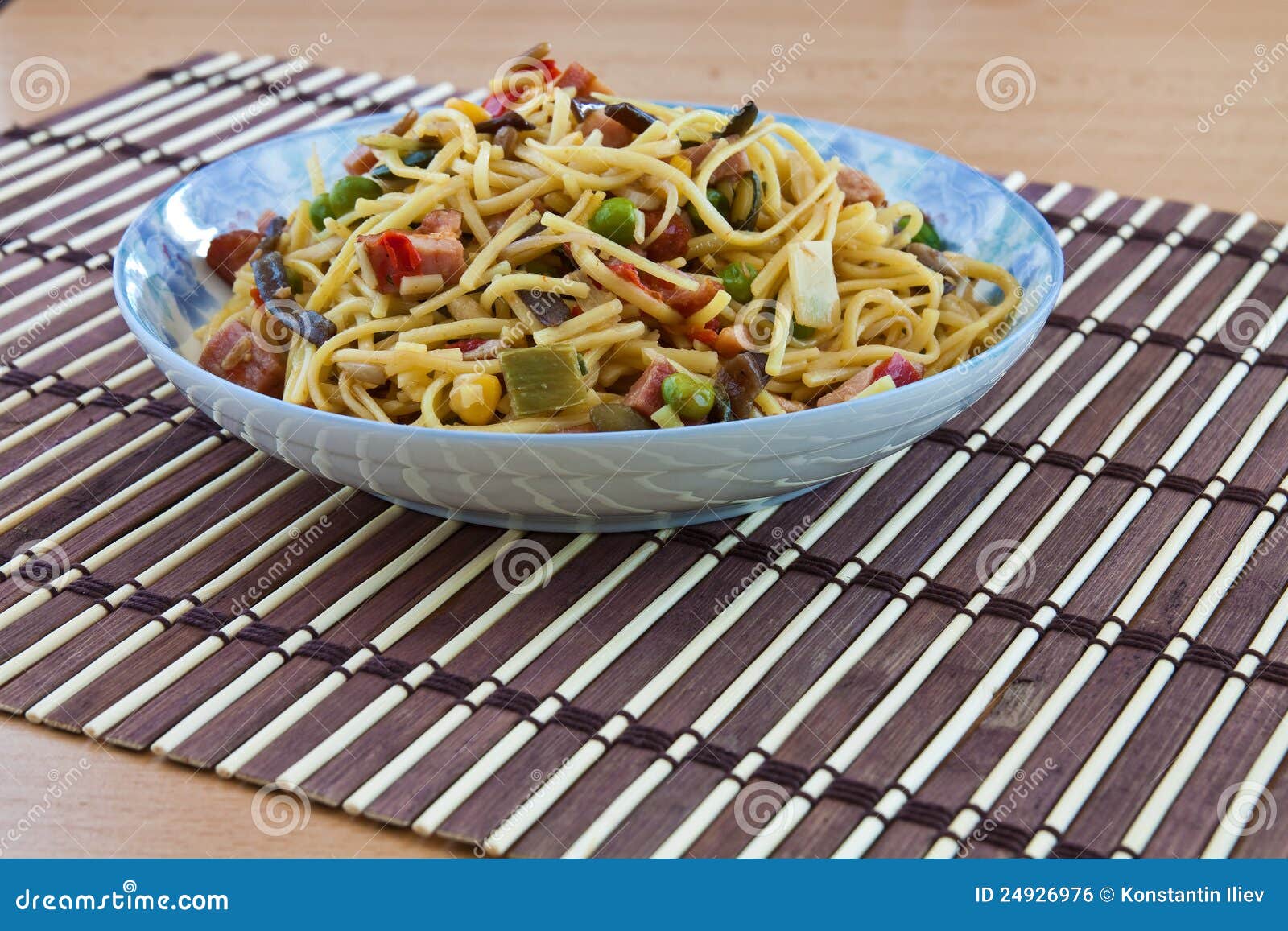 Chinese yellow noodles stock photo. Image of diet, meat 24926976