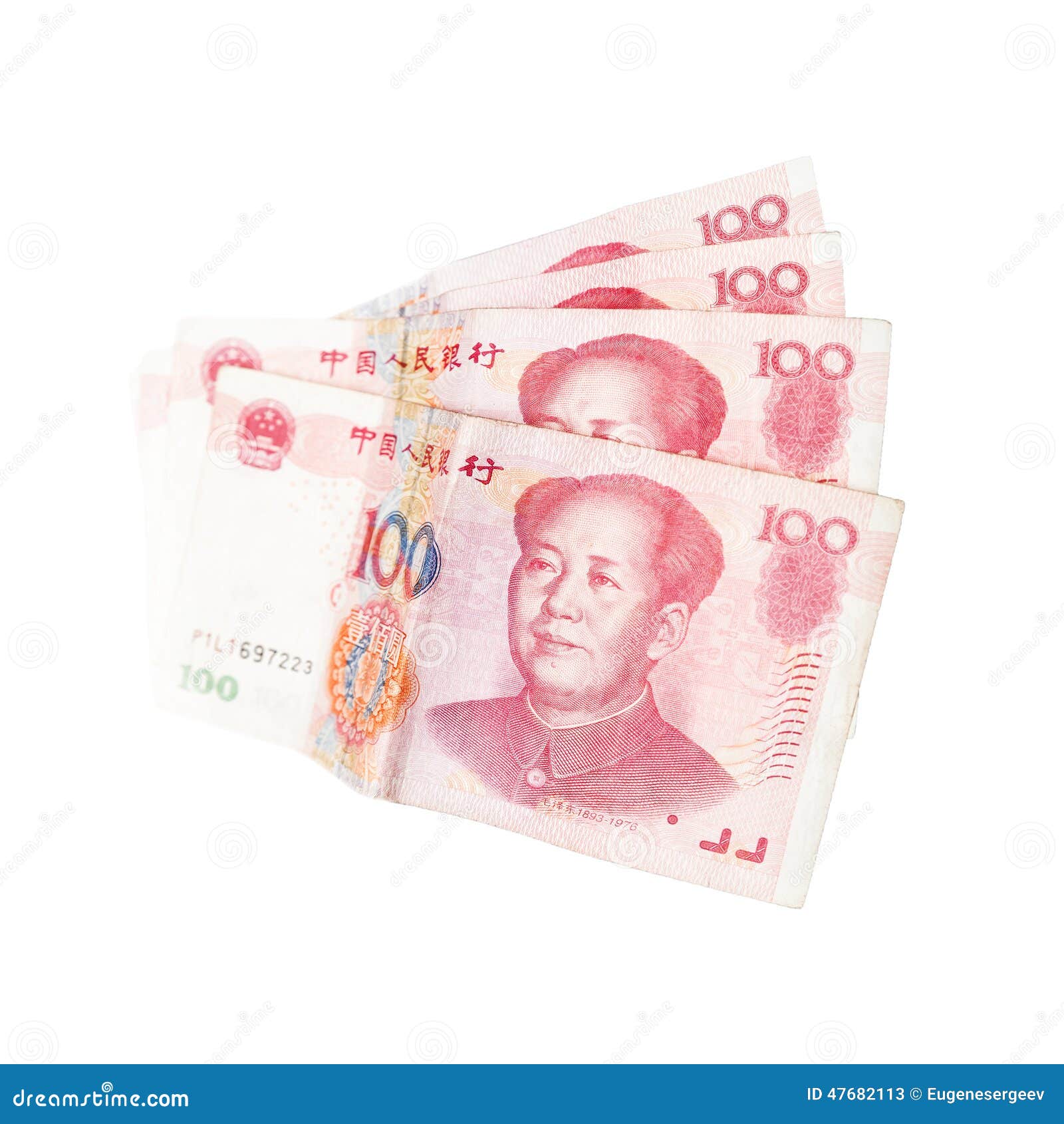 Chinese Yuan Renminbi Banknotes Isolated on White Stock Image - Image