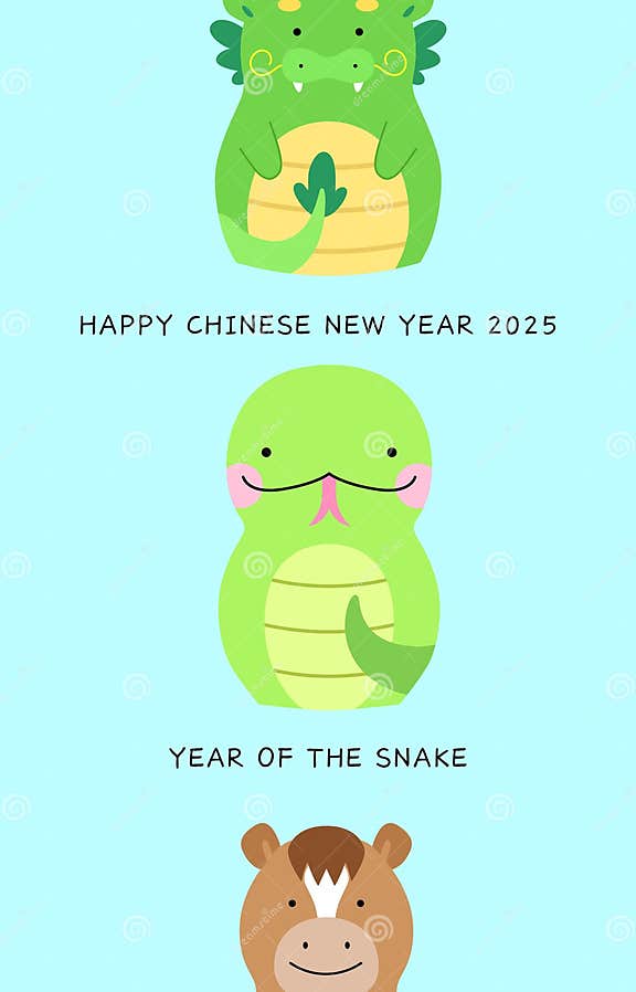 Chinese Zodiac Animals Year of the Snake 2025 Stock Vector Illustration of decoration, china