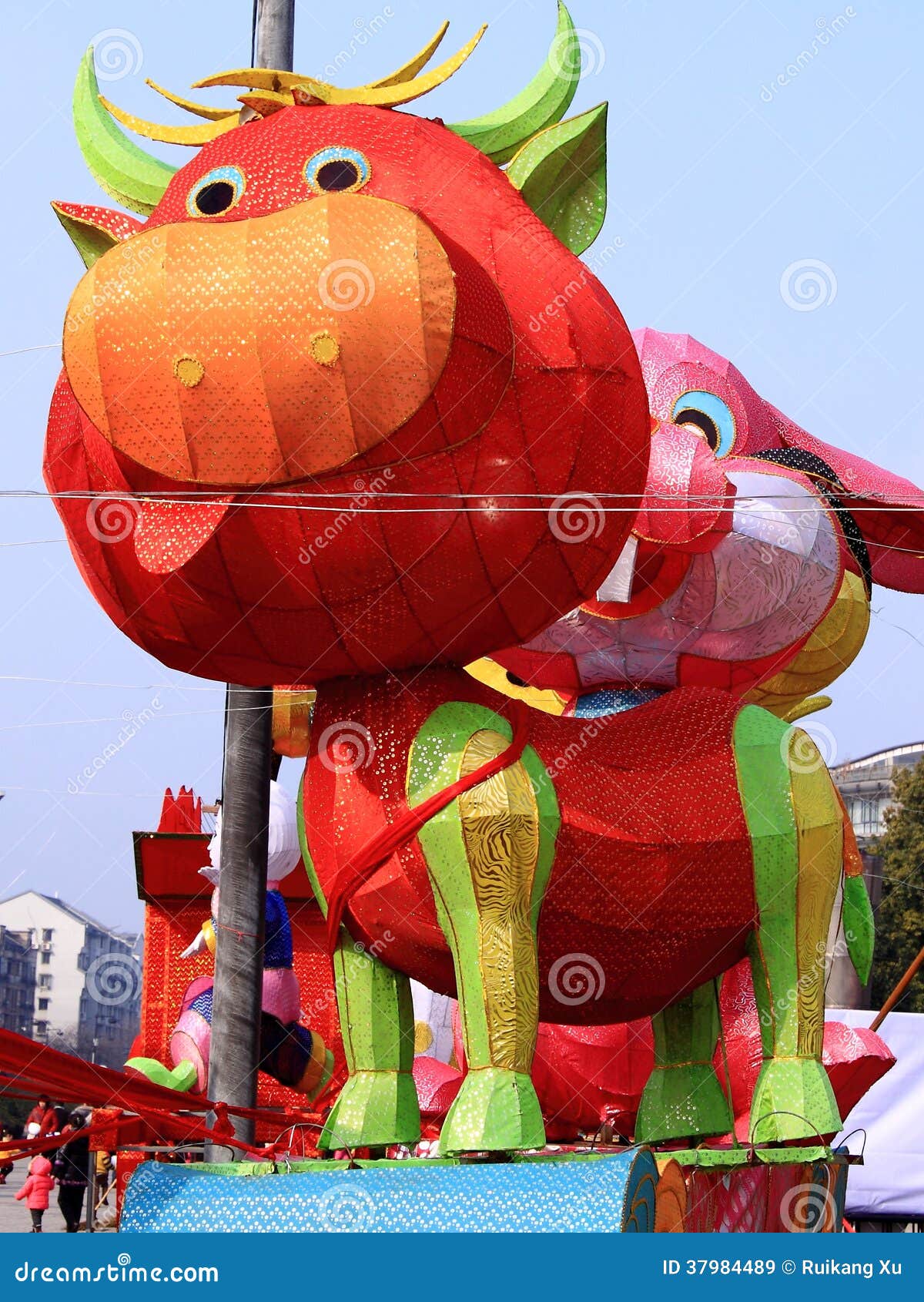 Chinese zodiac Cow lantern stock image. Image of design 37984489