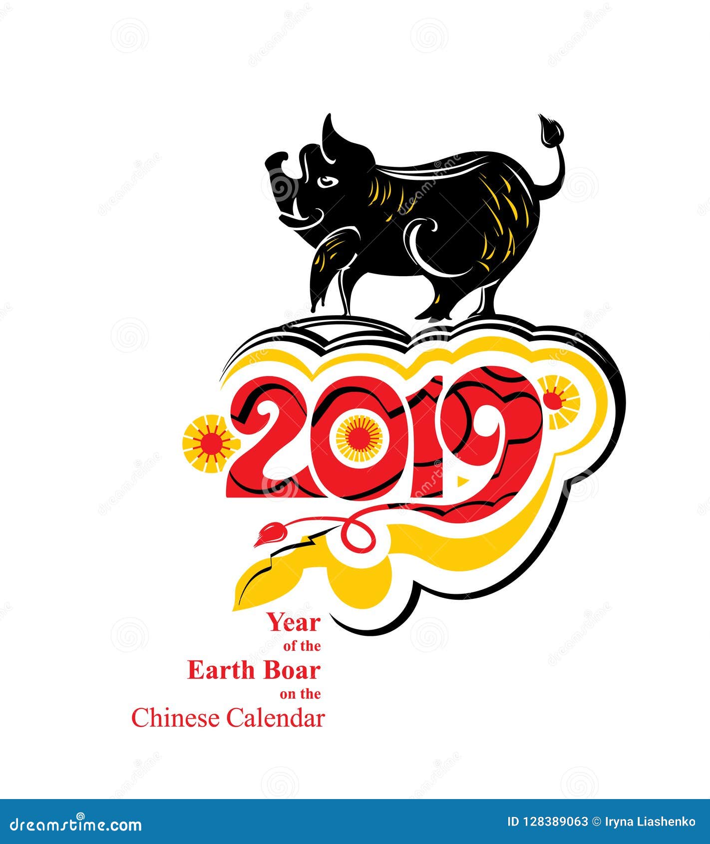 Chinese Zodiac Sign Year of Pig, Boar. Happy Chinese New Year 2019