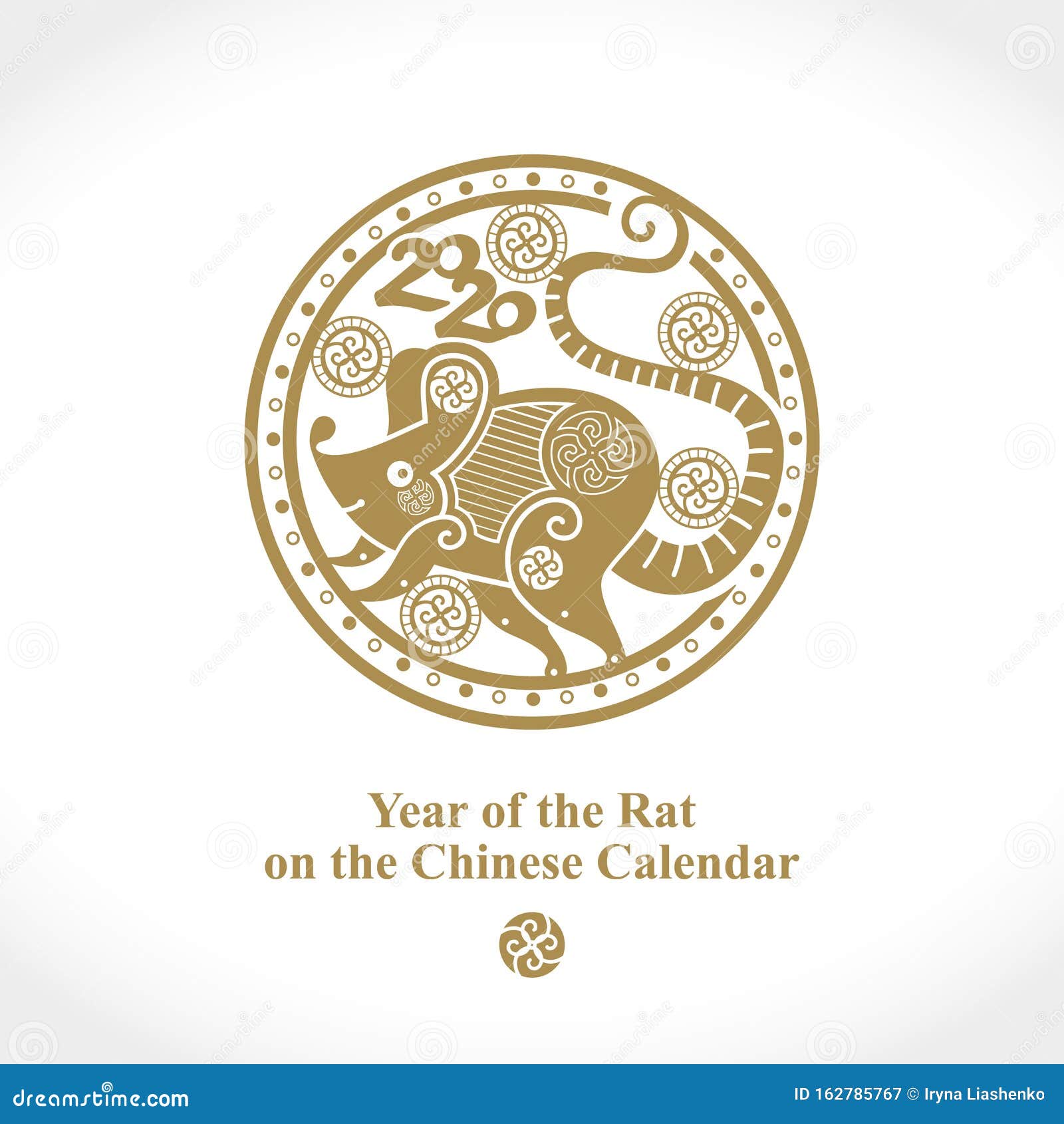 Chinese Zodiac Sign Year Of Rat White Metallic Gold Rat 2020