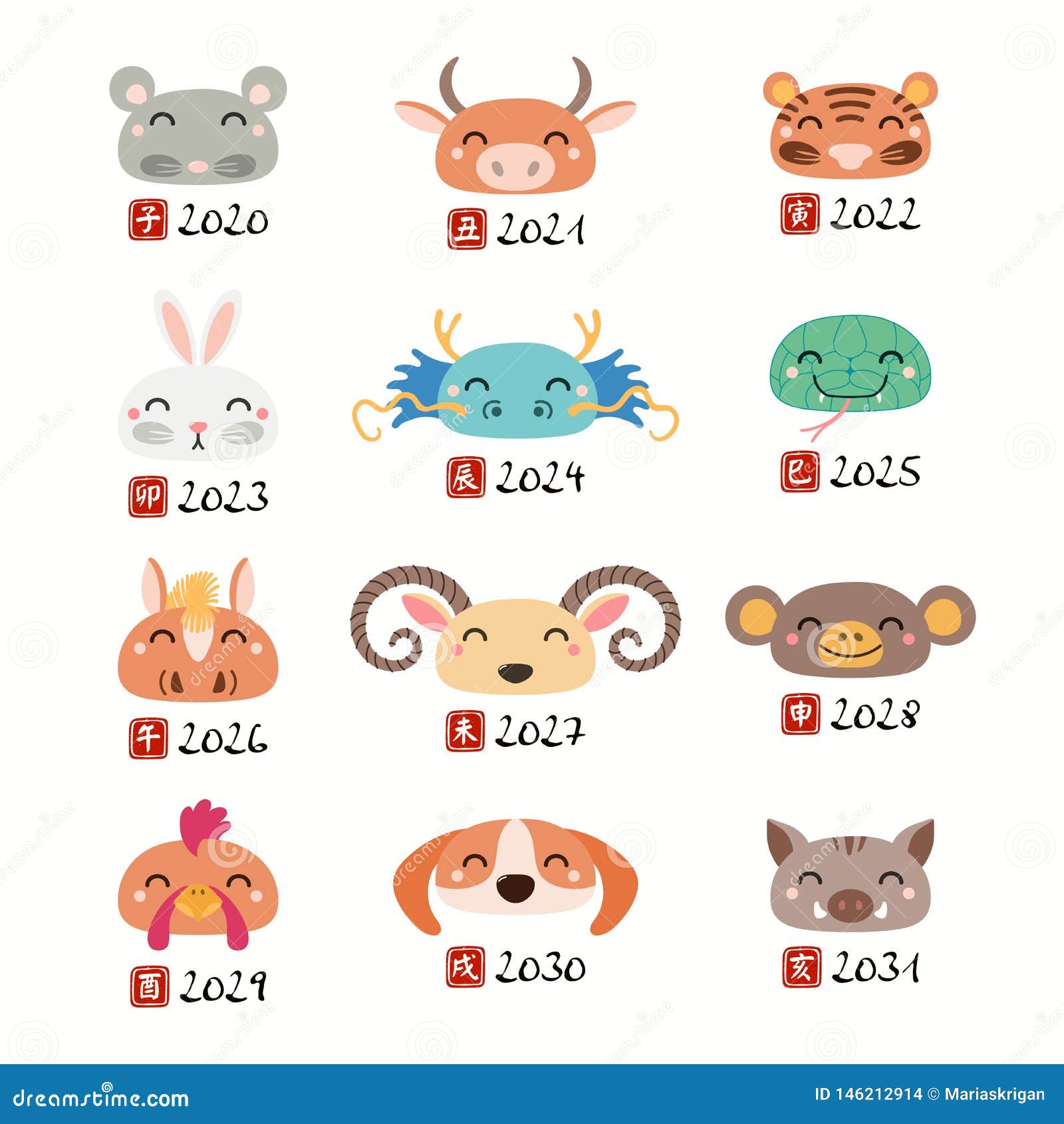 Chinese zodiac signs set stock vector. Illustration of design - 146212914 Chinese zodiac signs set stock vector. Illustration of design - 146212914
