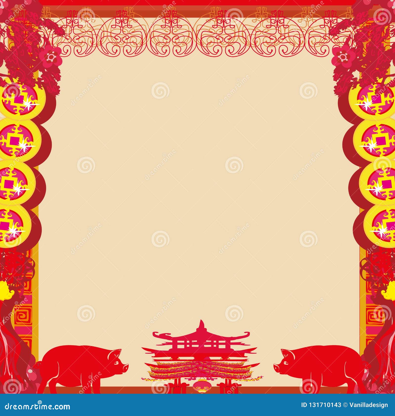 Chinese Zodiac the Year of Pig Stock Vector Illustration of