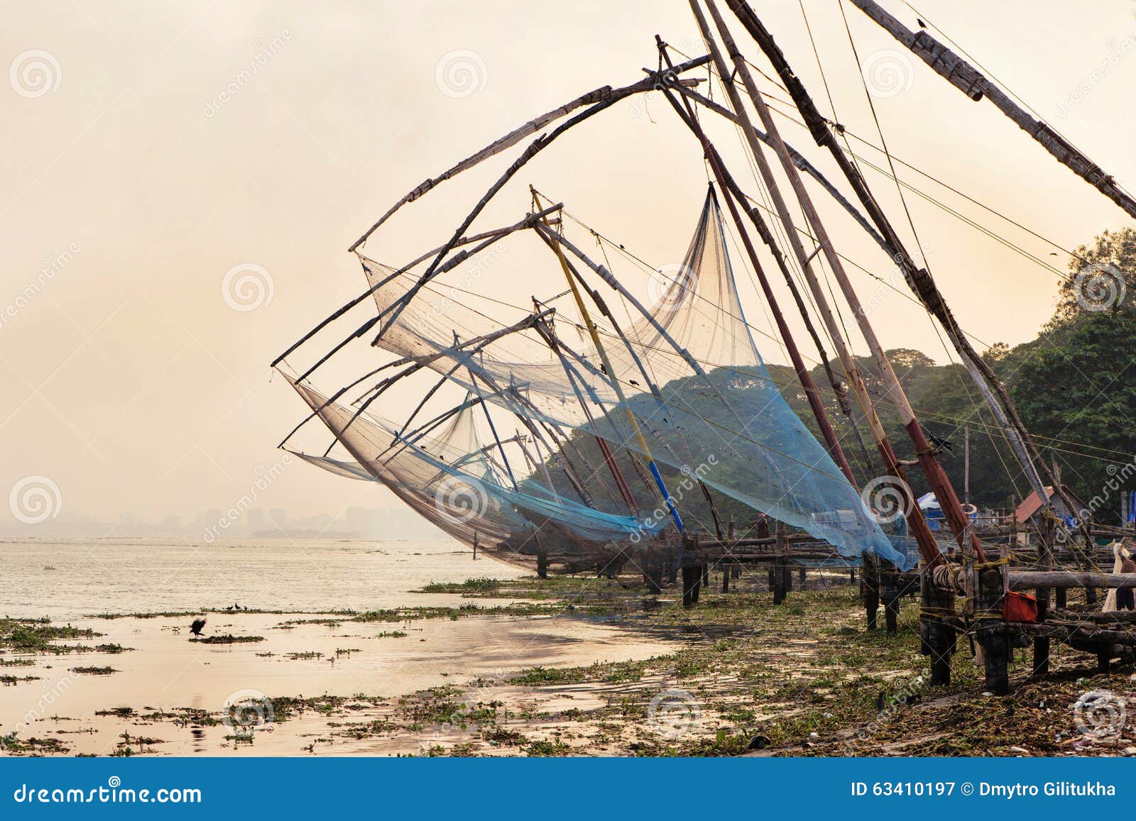Chinesische Fischernetze Im Fort Kochi Stockbild Bild Von Tourismus Arabisch