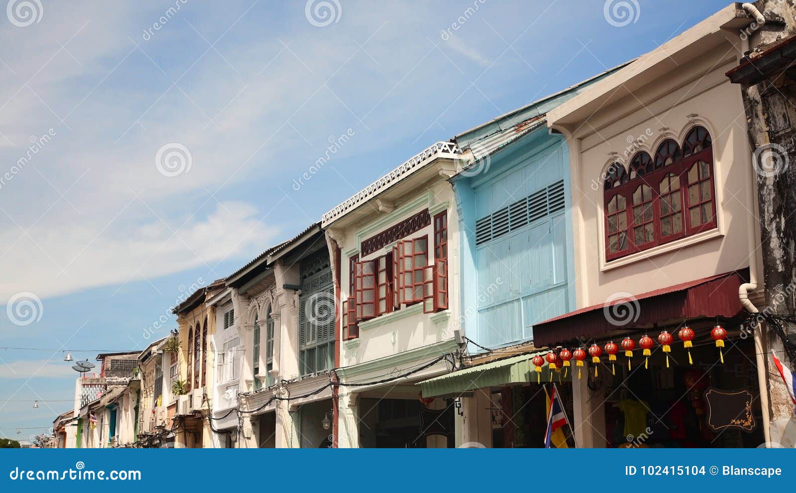 chino portuguese buildings village, phuket