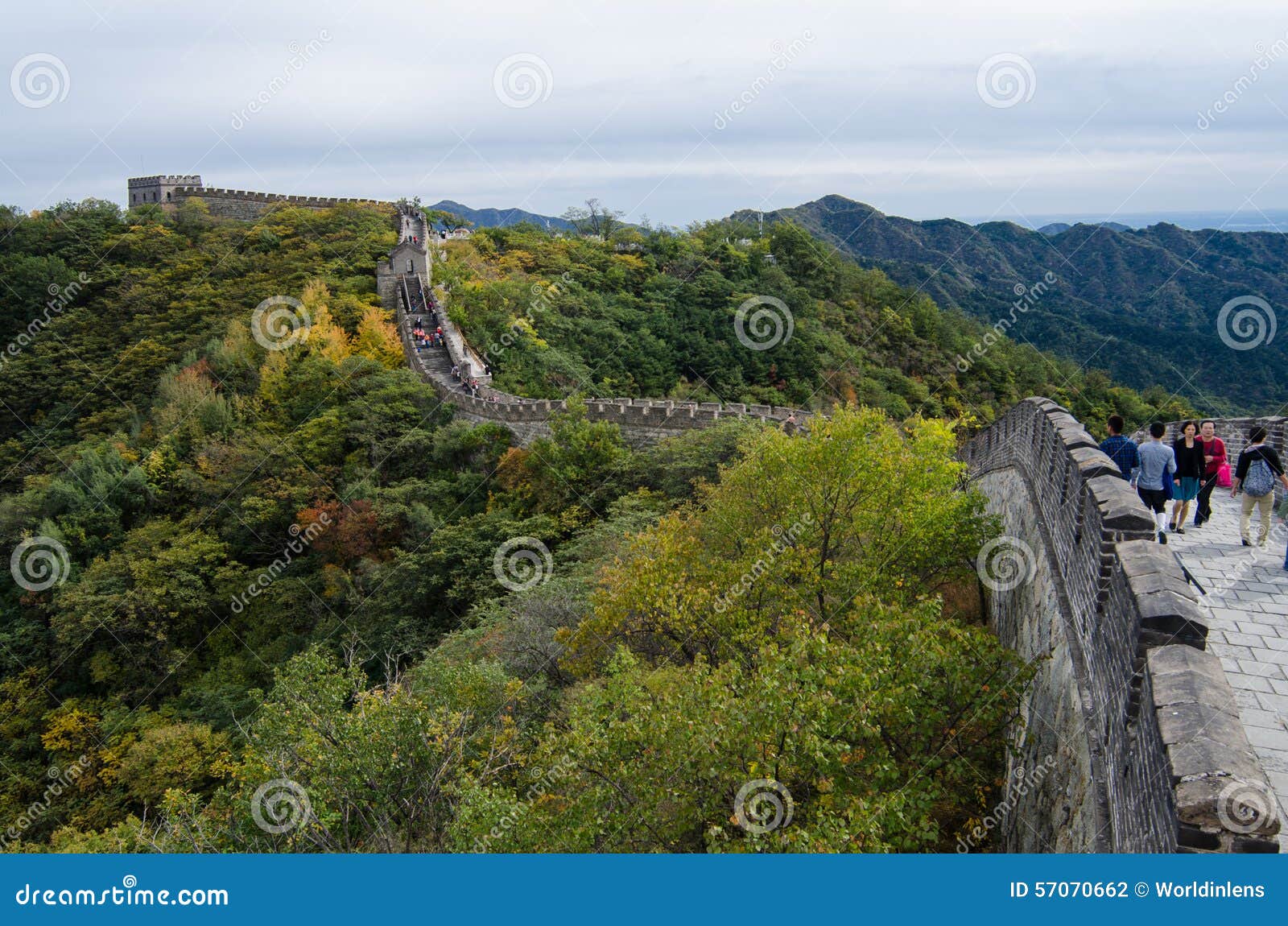 Chiny wielki mur. Światowy kultury dziedzictwo wielki mur Chiny przy Jinshanling sekcją