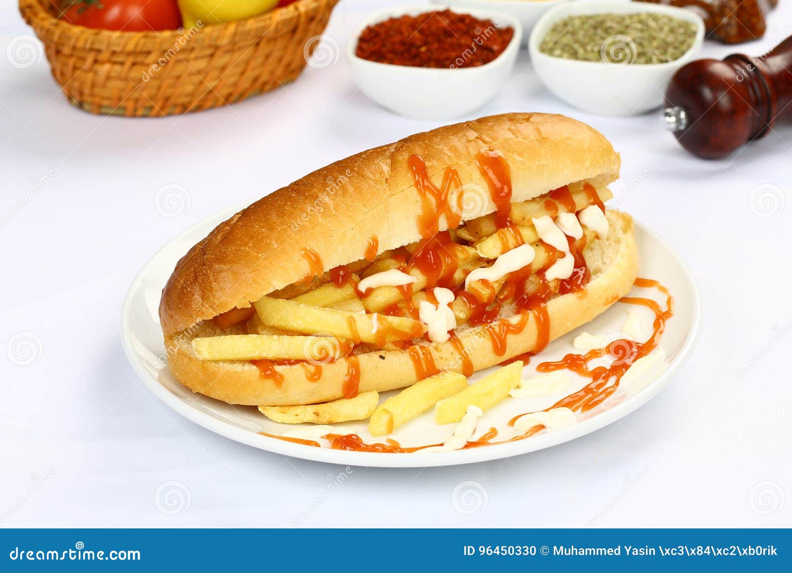 Chip Sandwich on White Bread with Tomato Ketchup Stock Photo Image of