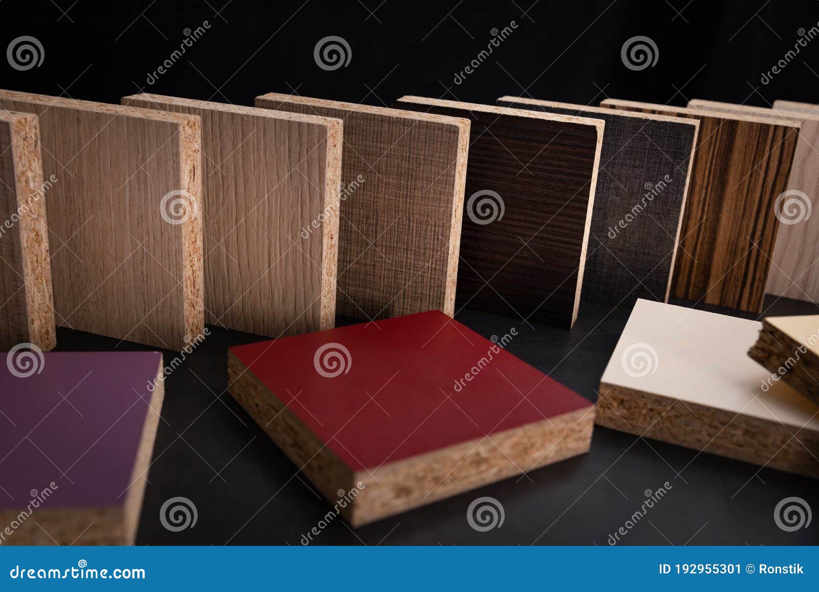 Chipboard Laminate Furniture Material Samples on Black Stock Image Image of palette, samples