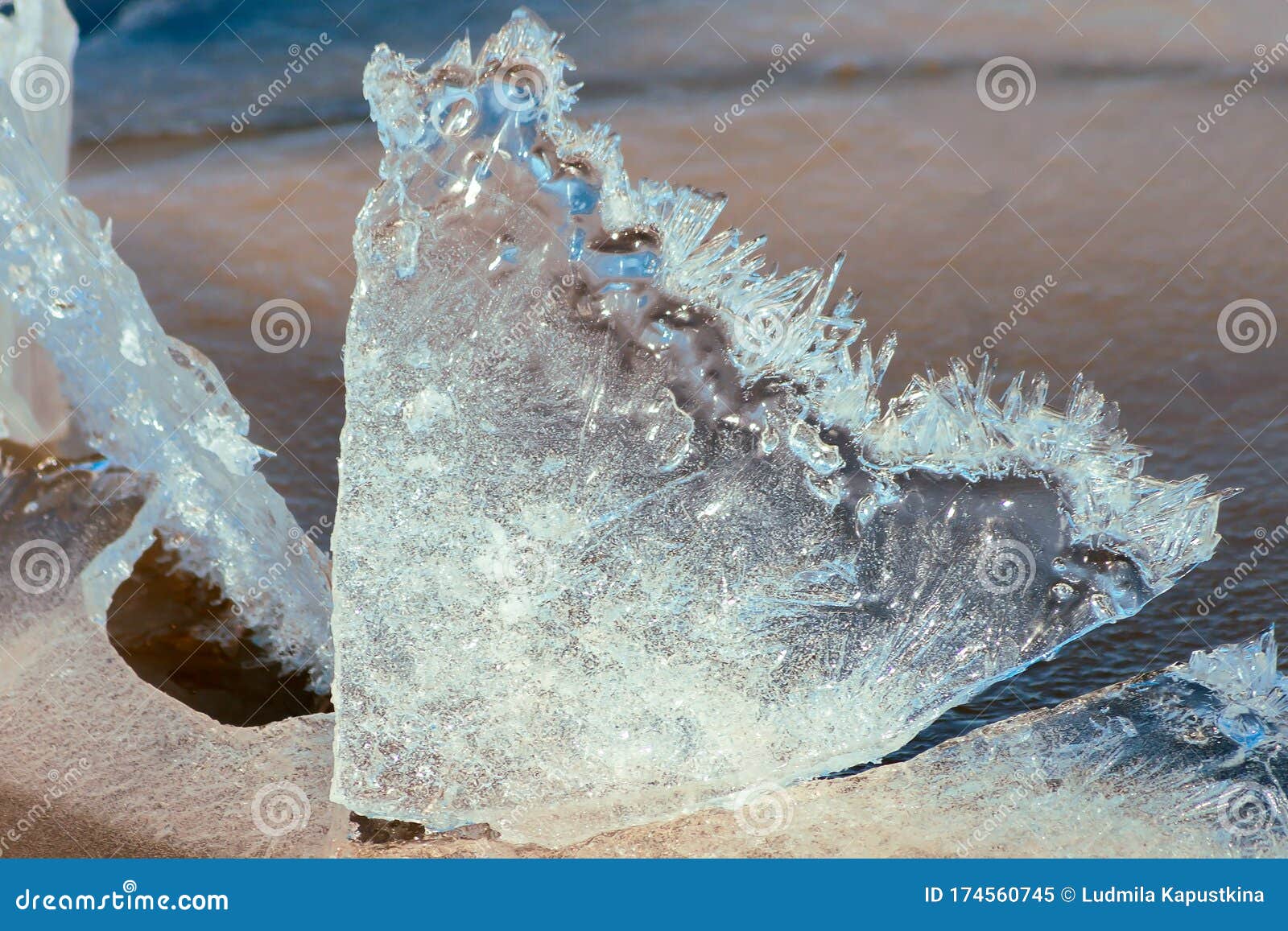 Chipped Ice Piece, Background and Texture of Frozen Ice Stock Image