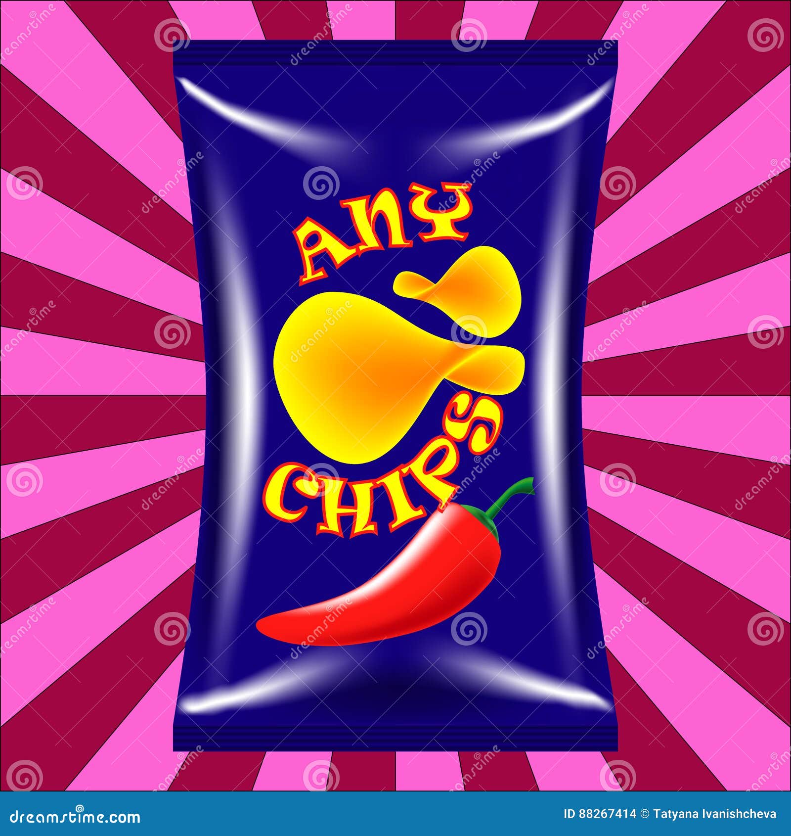 Chips bag stock vector. Illustration of crisp, advertising 88267414