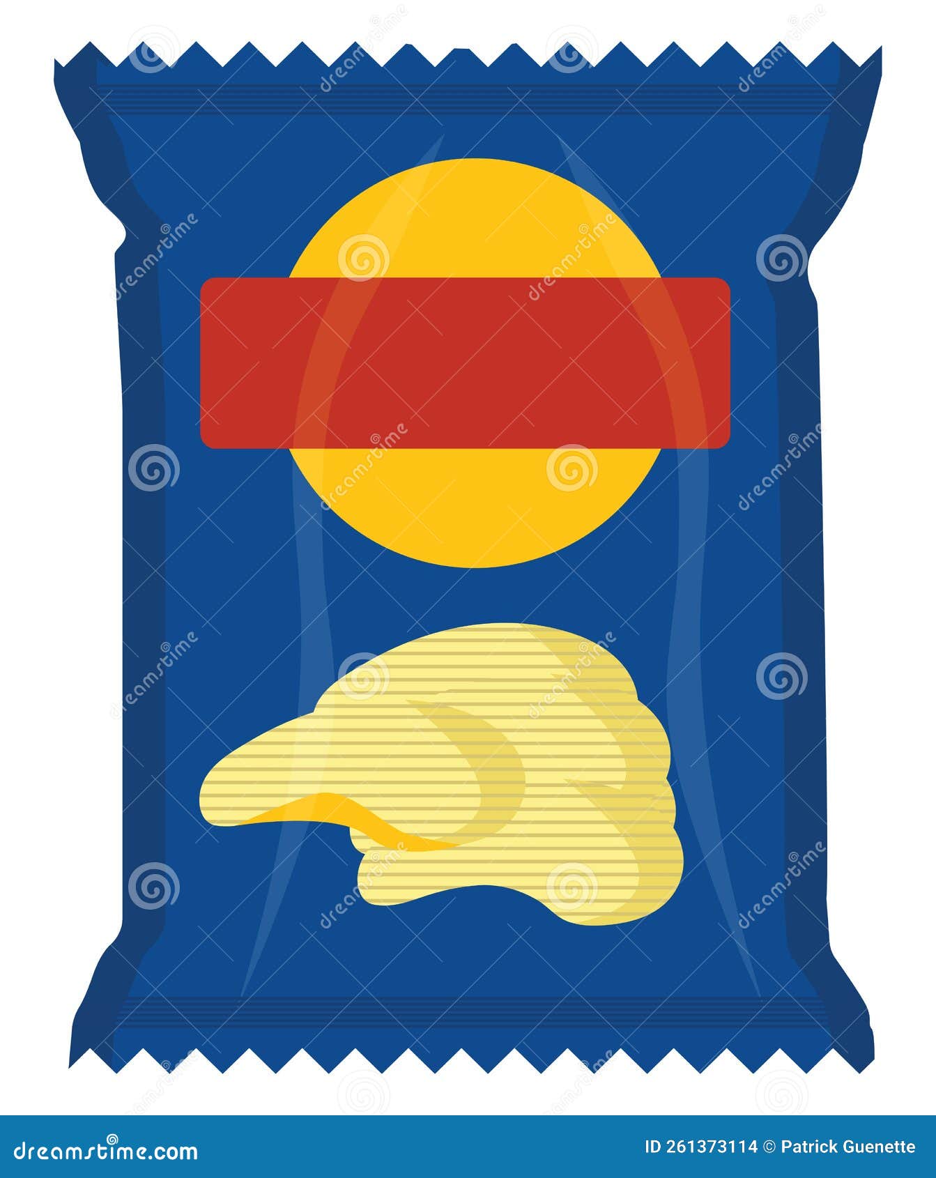 Chips in blue bag, icon stock vector. Illustration of salted 261373114
