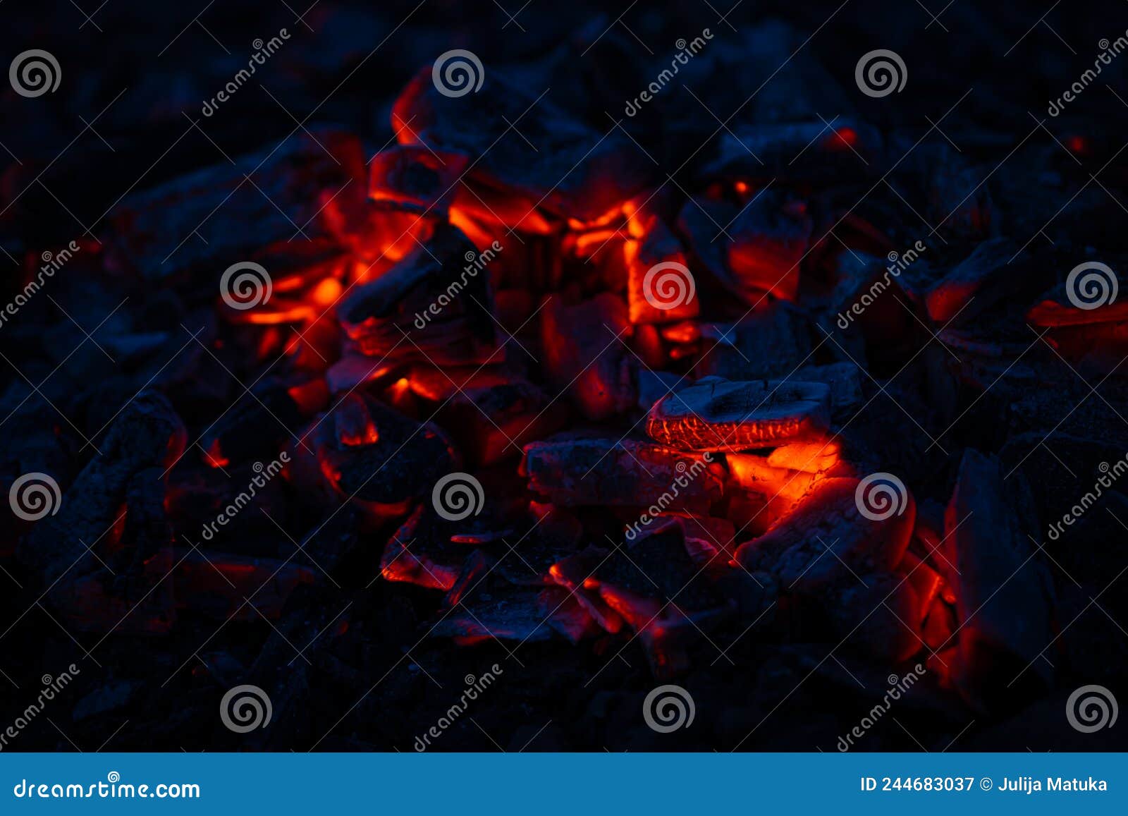 Chips of Charcoal in Which a Fire Flares Up Stock Image Image of heat