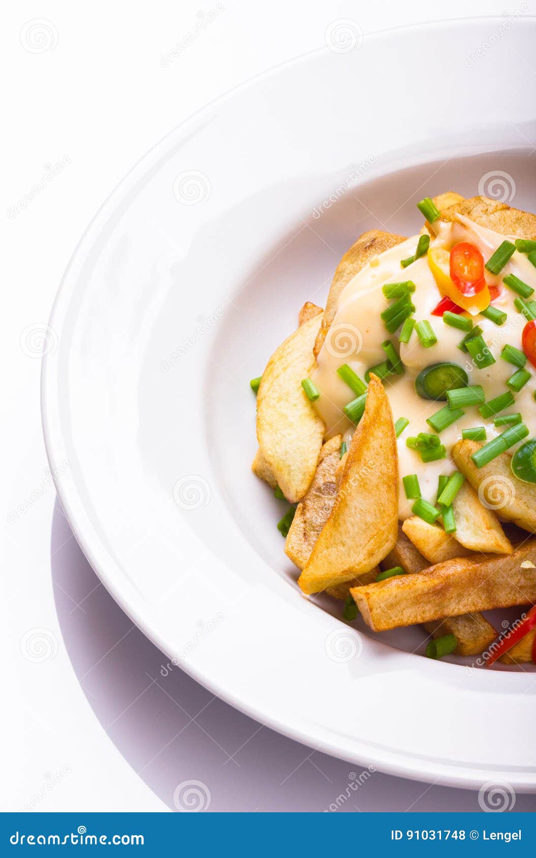 Chips with cheese sauce. stock photo. Image of homemade 91031748