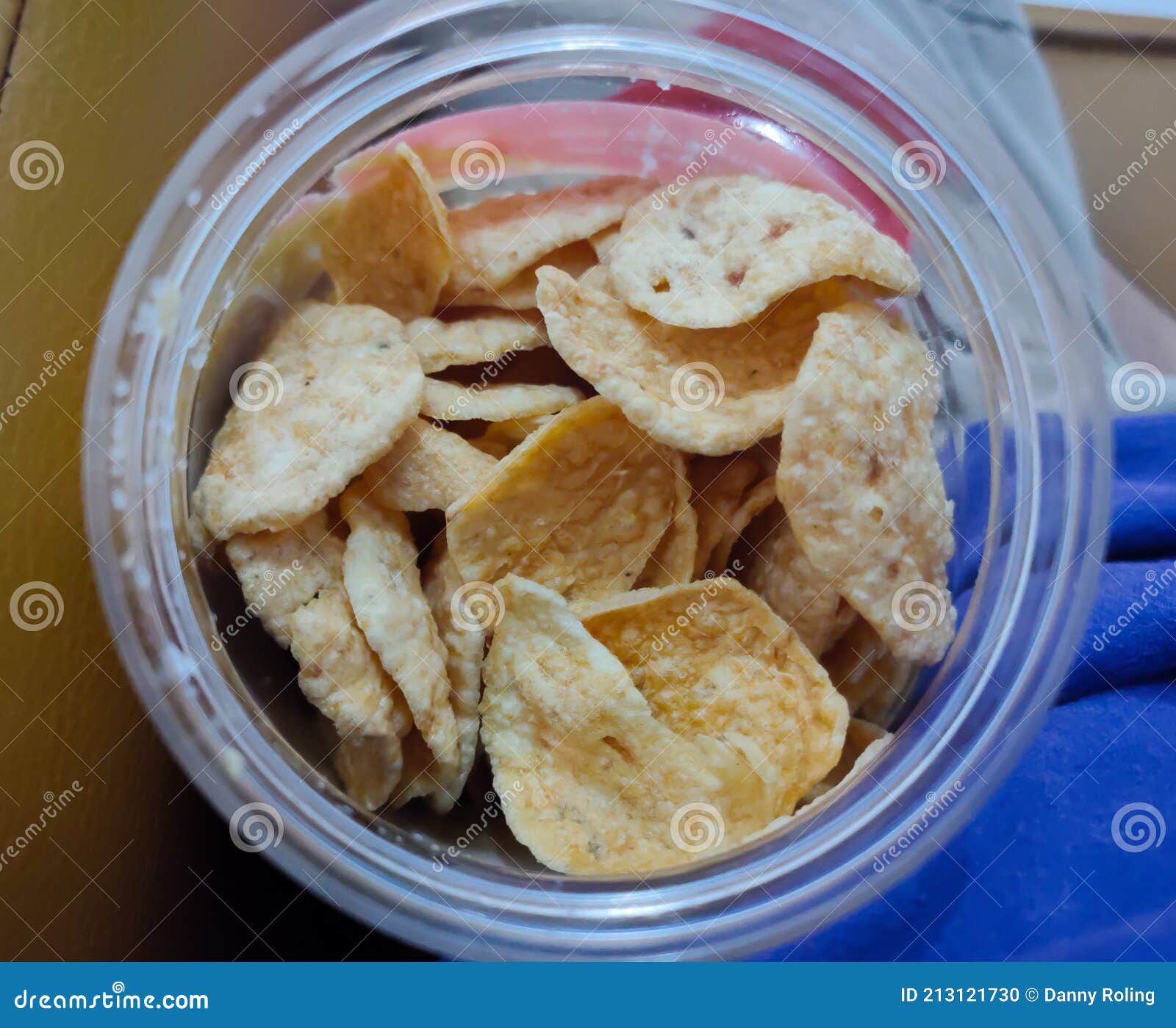 Chips on the glass jar stock photo. Image of meal, chips 213121730