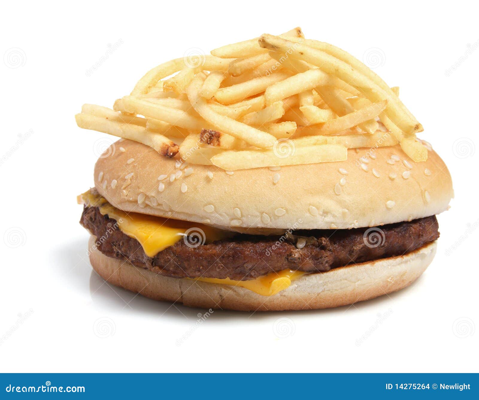 Chips on Hamburger stock photo. Image of hamburger, fast 14275264