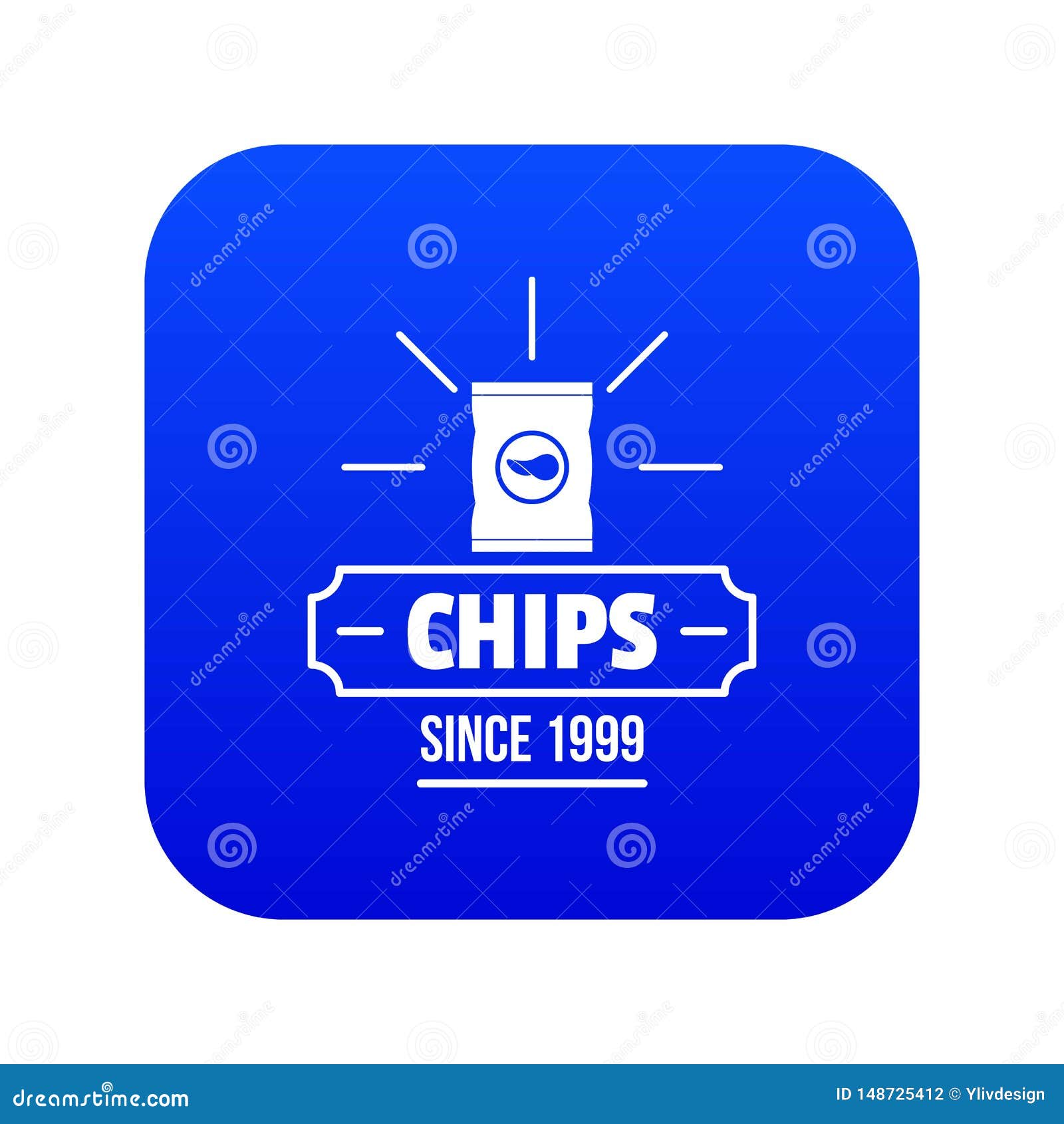 Chips icon blue vector stock vector. Illustration of fried 148725412