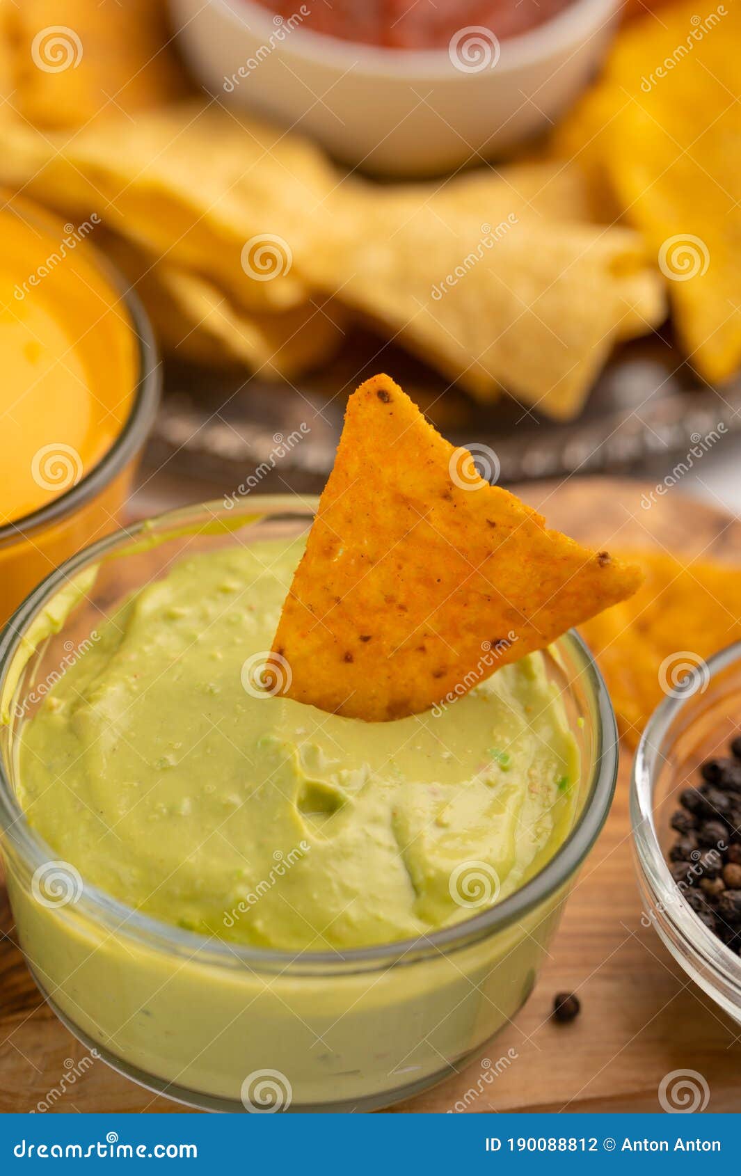 Chips And Snacks With Dip And Dressing, Rest And Snacks Closeup Stock Photo Image of homemade