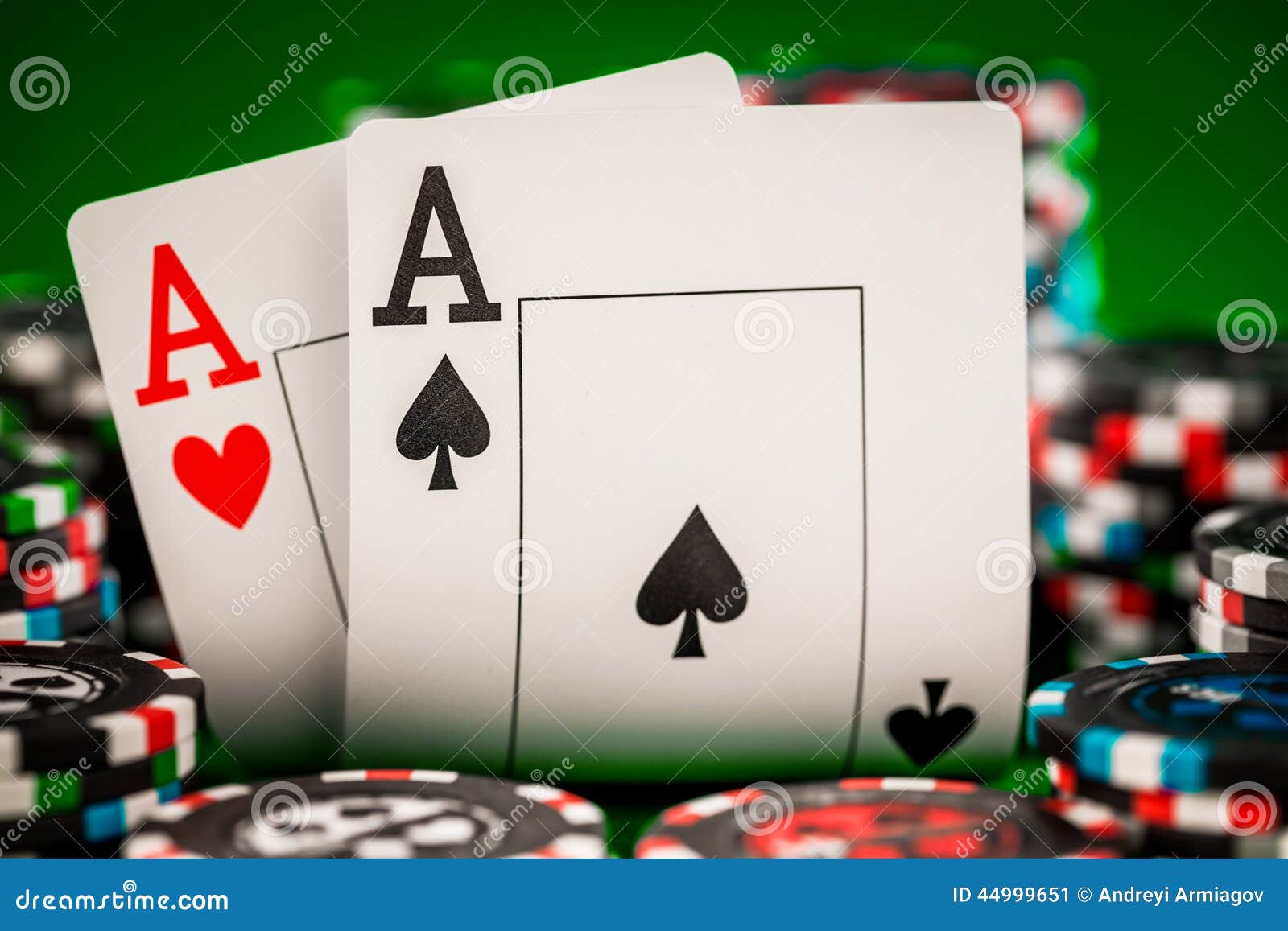 Chips and two aces stock image. Image of hearts, close ...