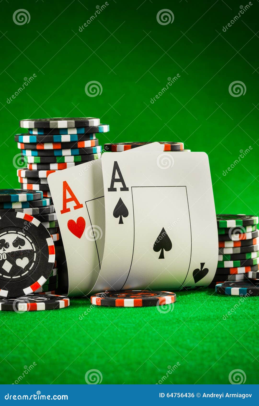 Chips and two aces stock photo. Image of hand, addiction ...