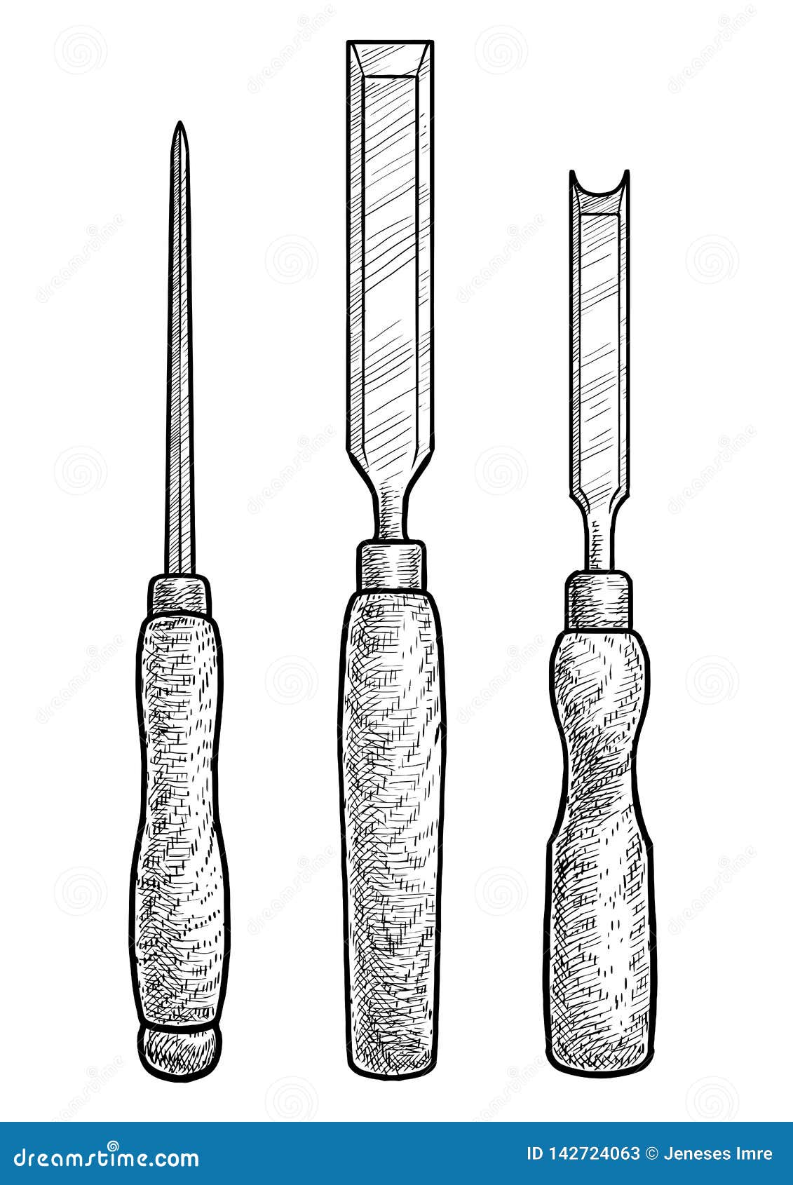 Chisel Illustration, Drawing, Engraving, Ink, Line Art, Vector Stock