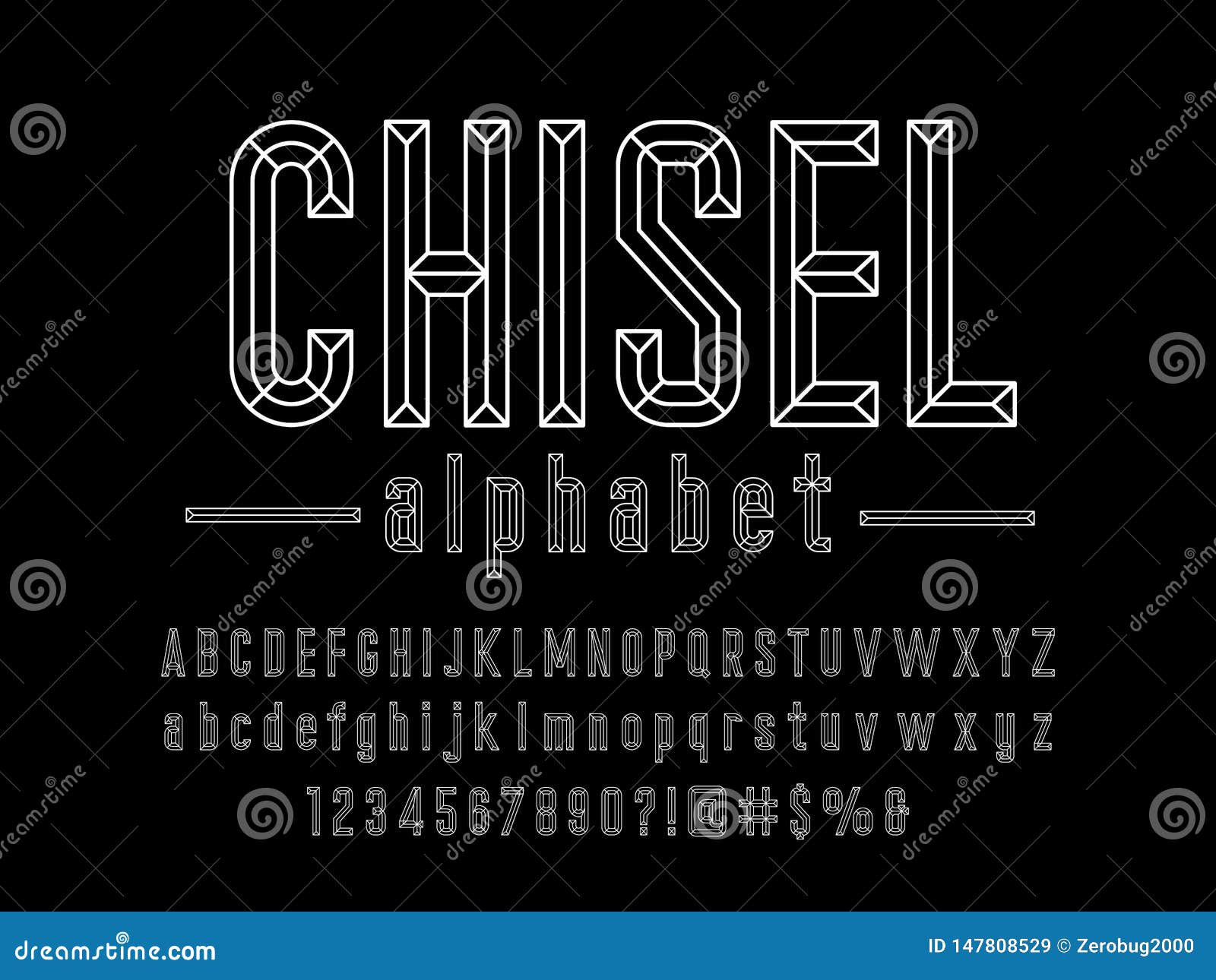 Chisel font stock vector. Illustration of carved, creative 147808529