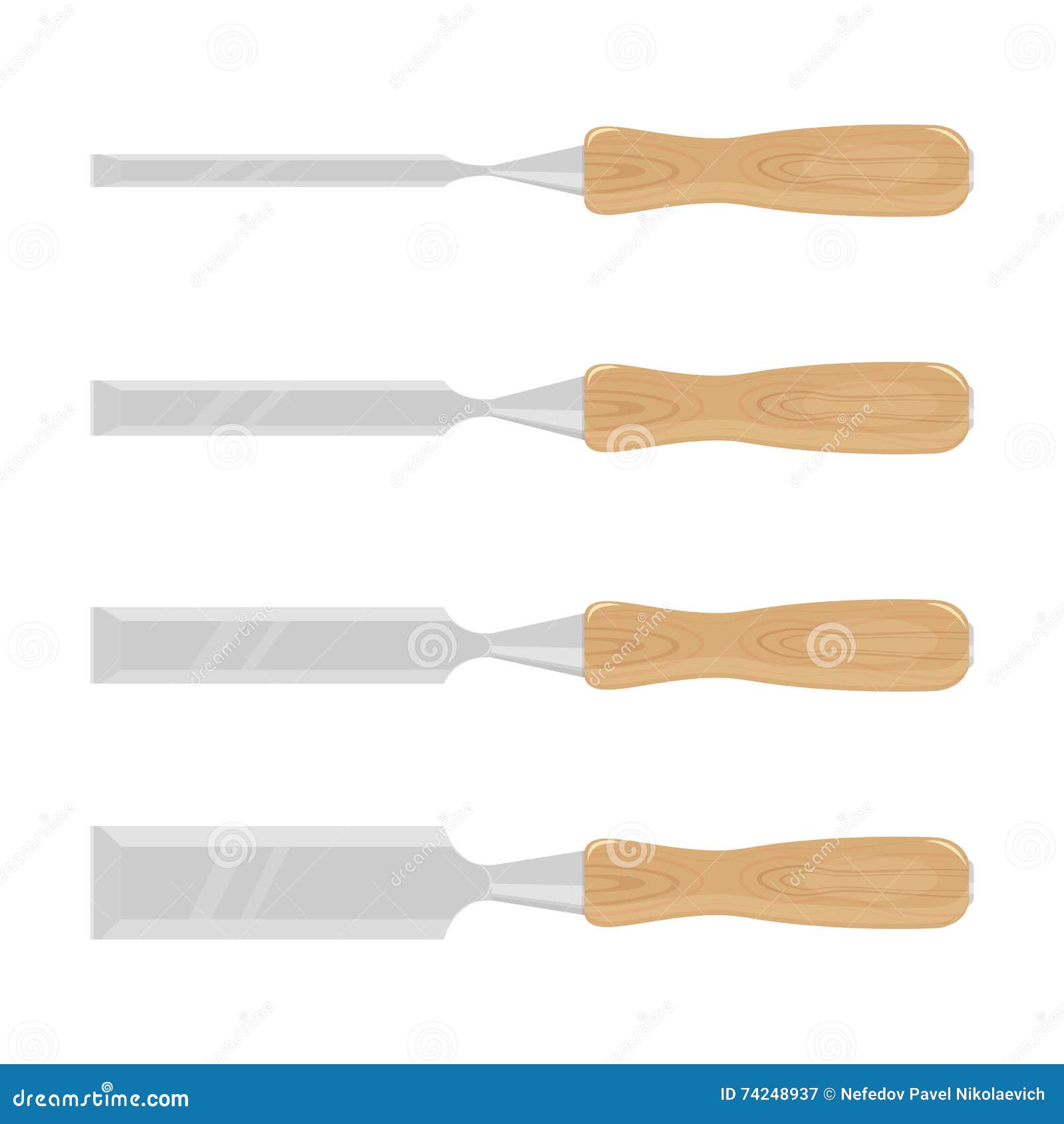 Chisel Tool Set Vector Illustration Isolated on White Background Stock