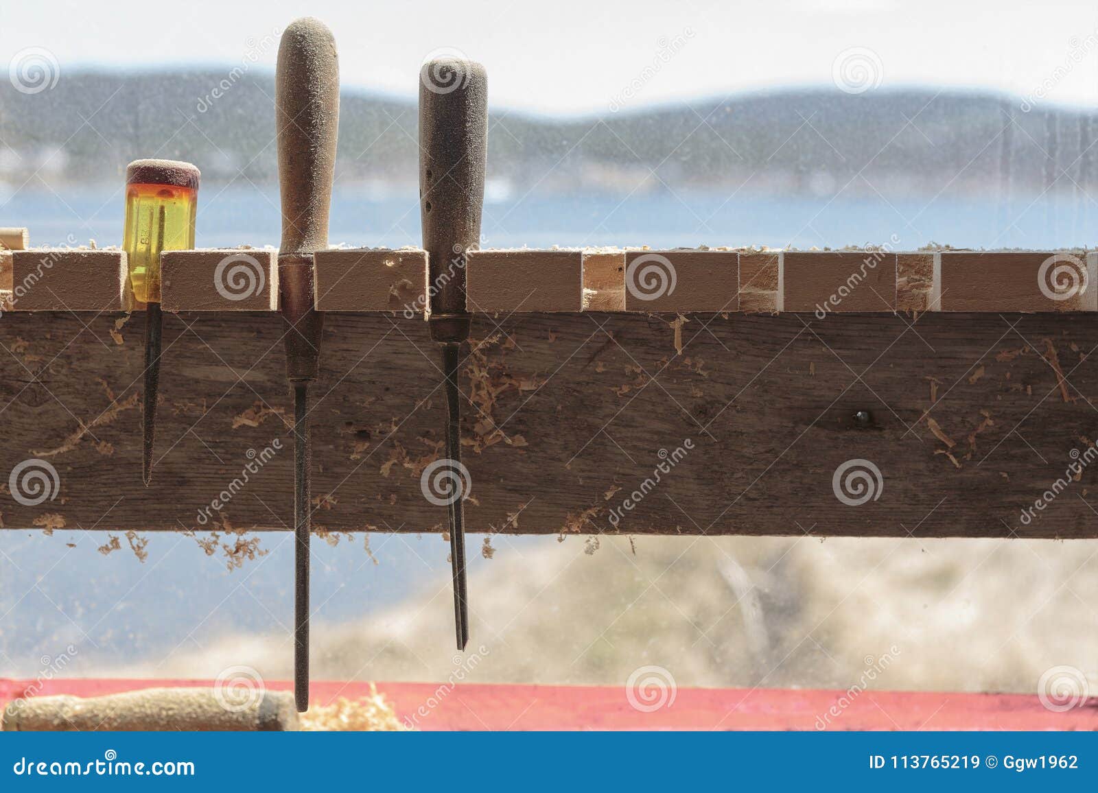 worshop chisels in the window