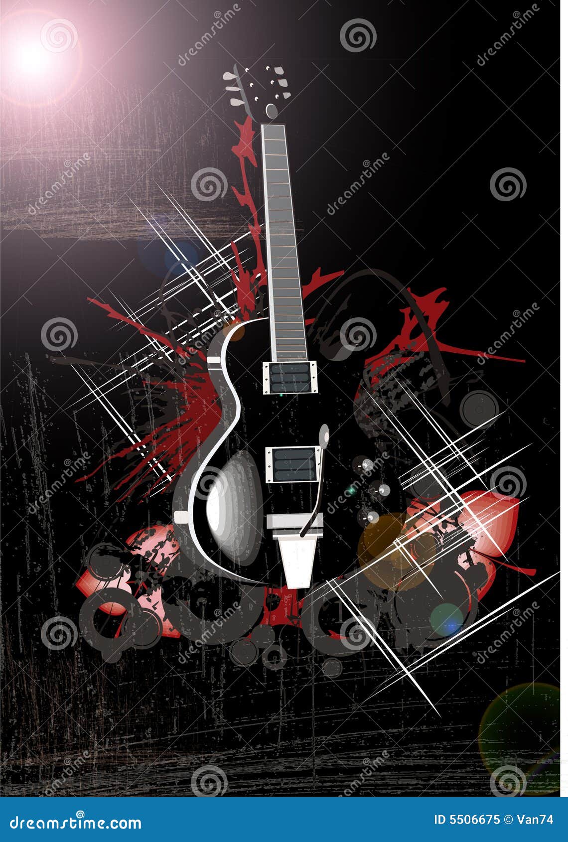 Chitarra Della Luna Di Notte Illustrazione di Stock Illustrazione di