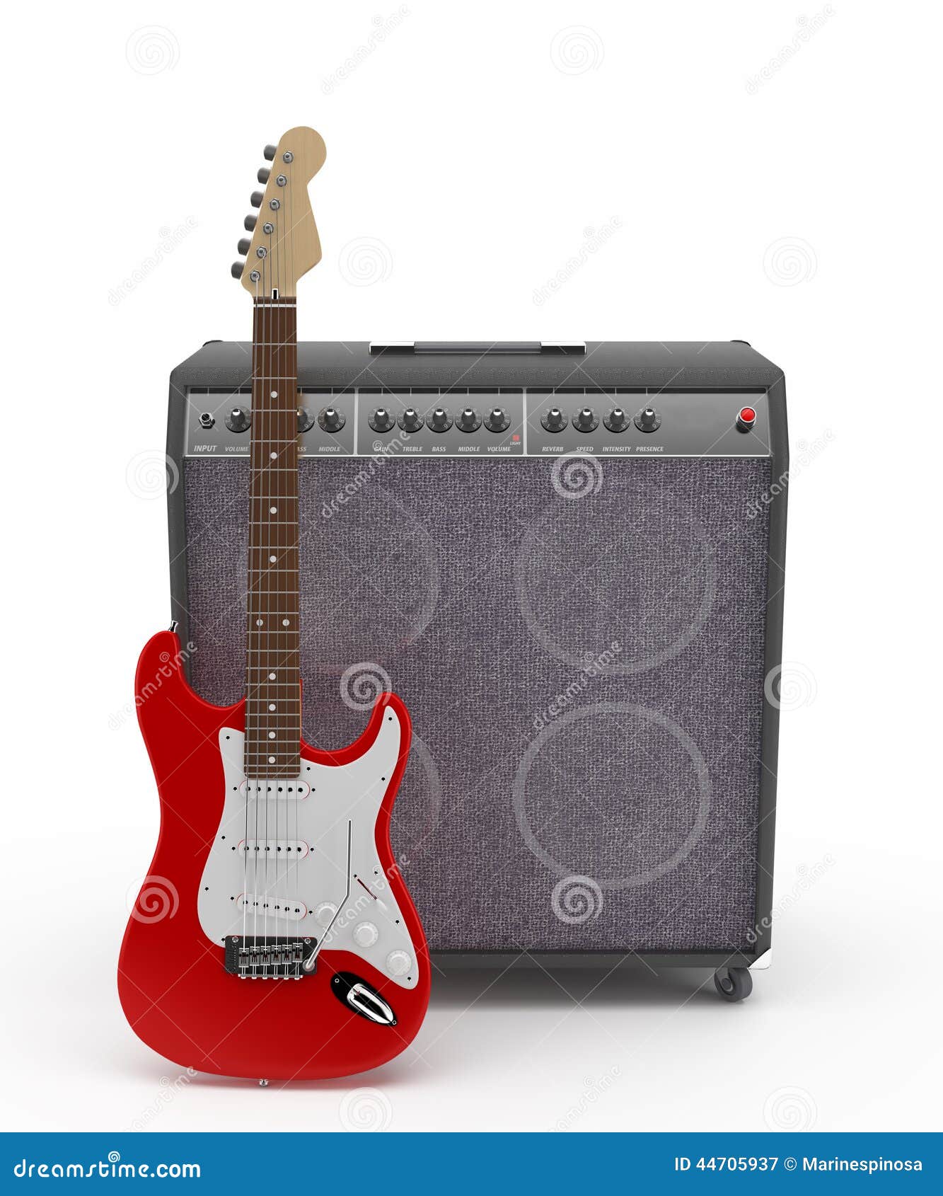 Chitarra Elettrica Rossa Con L'amplificatore Immagine Stock - Immagine di  moderno, classico: 44705937