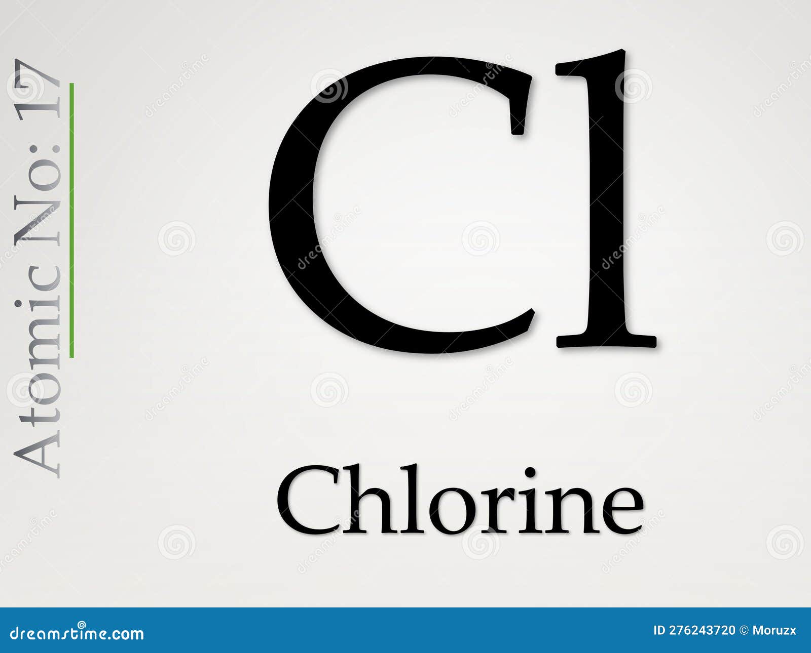 Chlorine Chemical Element Symbol on Light Background Stock Illustration