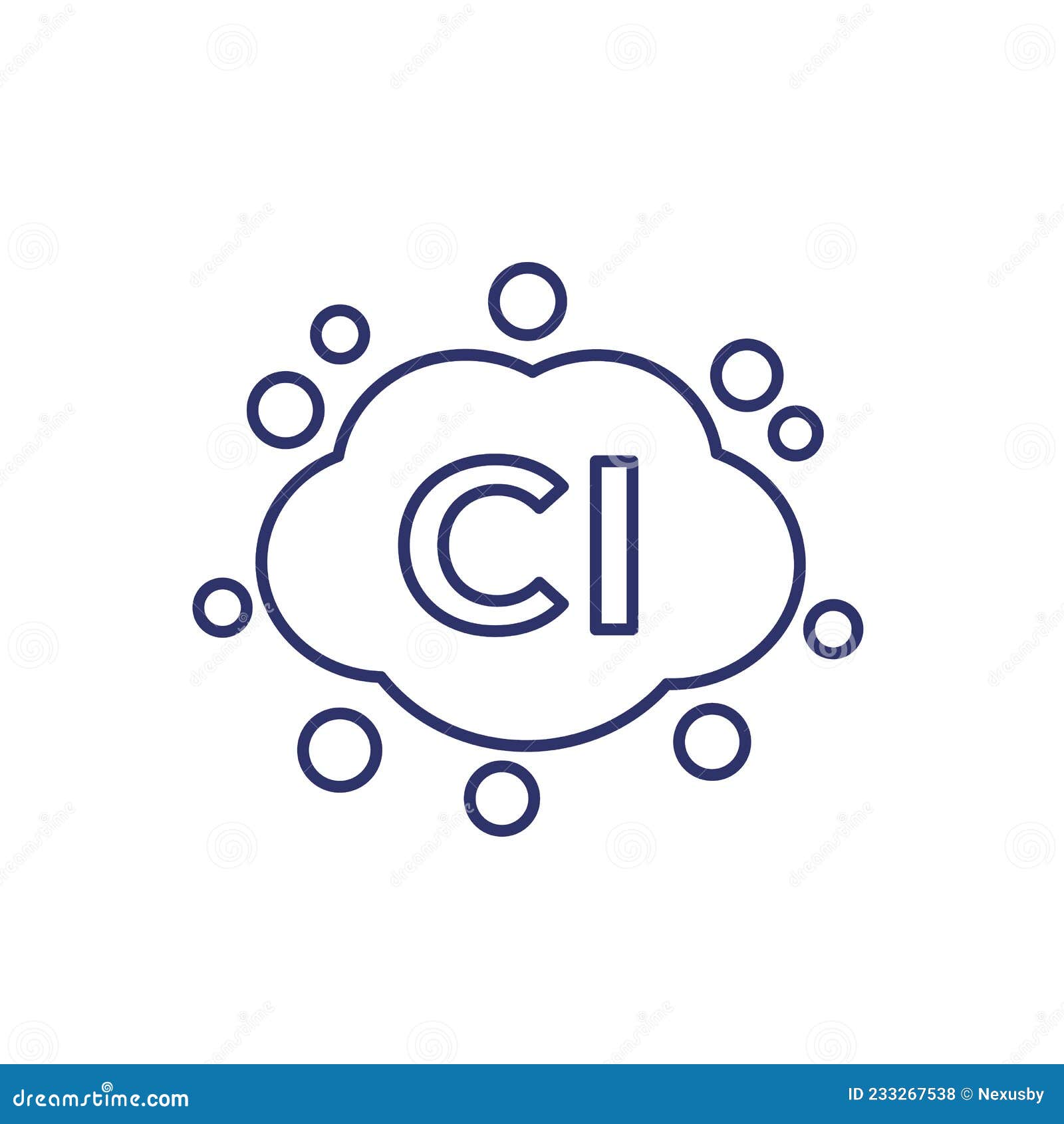 Chlorine Gas Line Icon, Vector Stock Vector Illustration of chemical