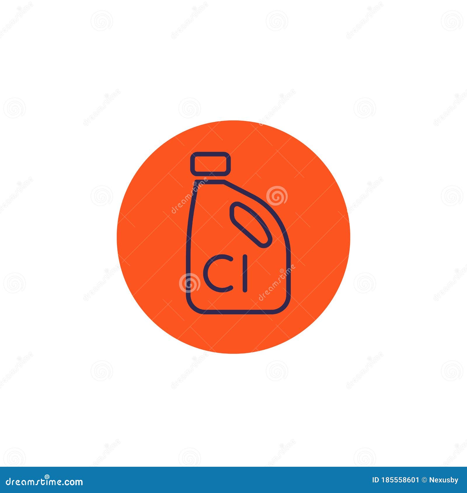No Chlorine Vector Icon On Blue Background. Flat Image Bleaching