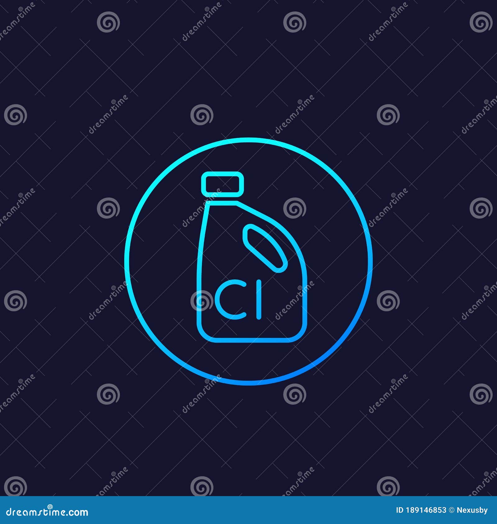 No Chlorine Vector Icon On Blue Background. Flat Image Bleaching