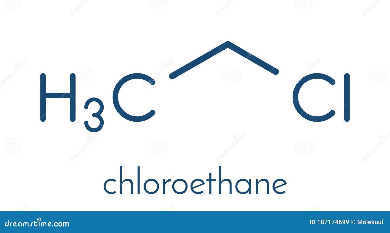 Chloroethane Ethyl Chloride Local Anesthetic Molecule Skeletal Formula ...